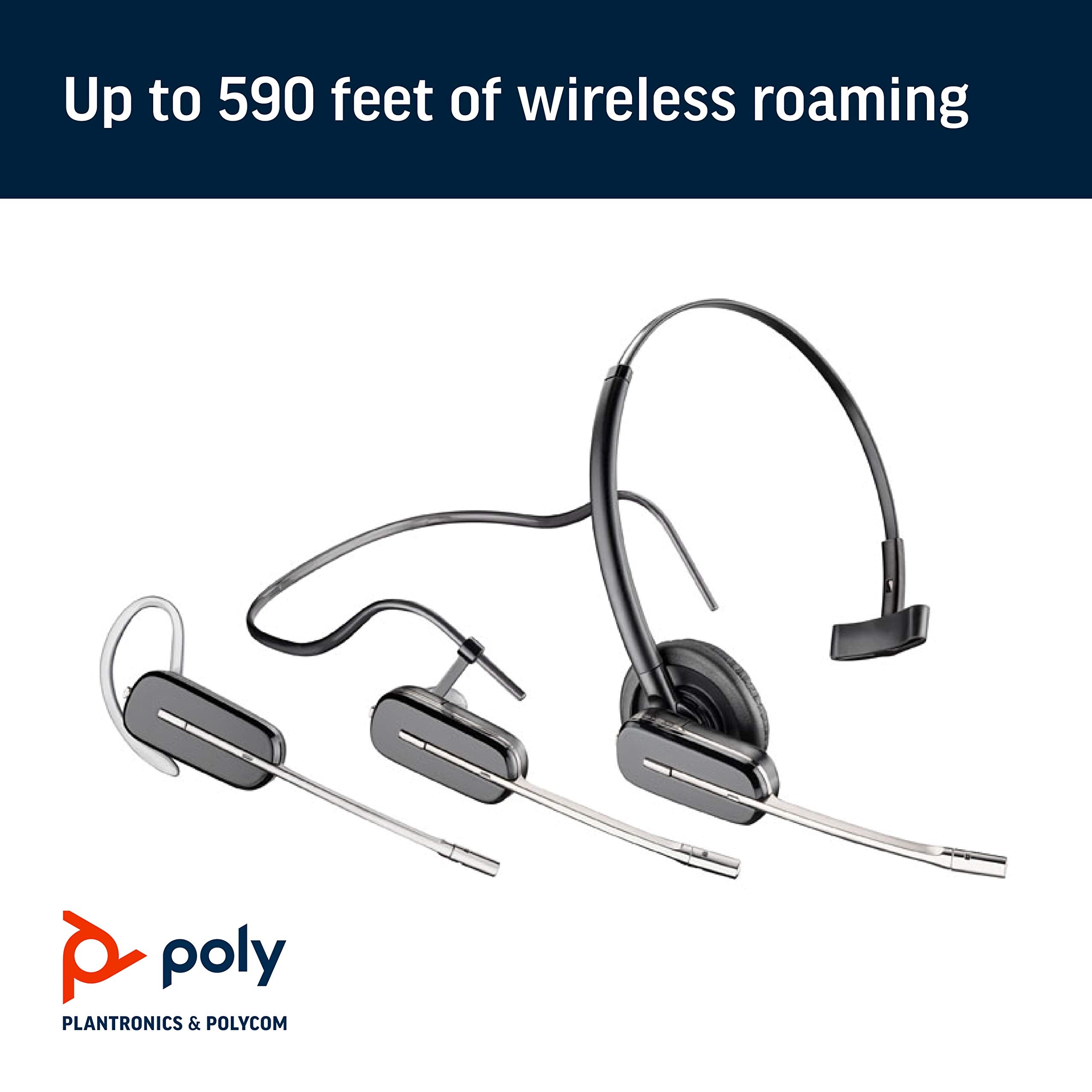 Poly (Plantronics + Polycom) Savi 440 Wireless Dect Headset (Poly) - Convertible (3 Wearing Styles) - Compatible To Connect To Y