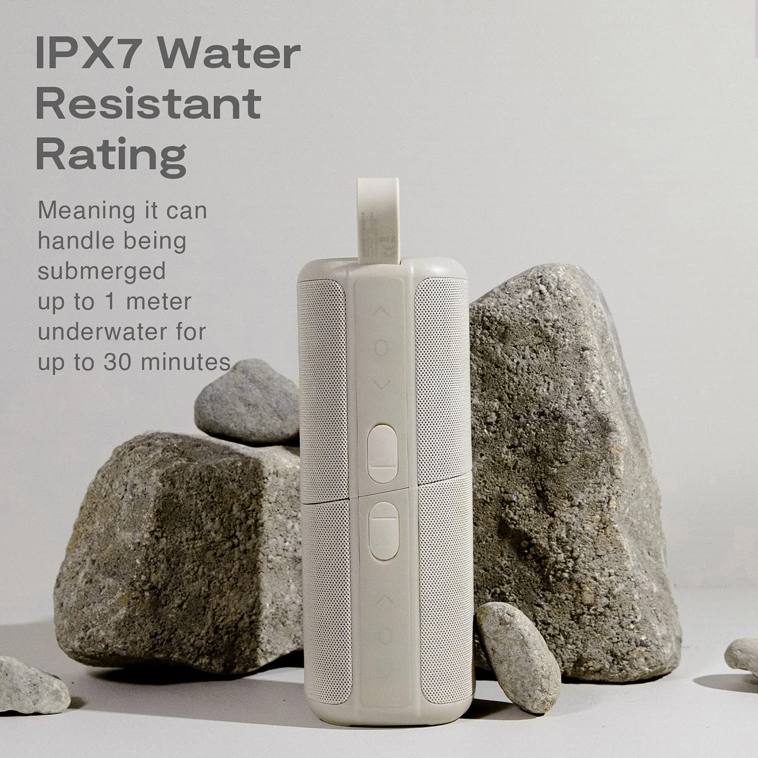 Kove Commuter 2 Portable Speaker   Stone Bluetooth Speakers, Wireless With Hd Louder Volume, Deep Bass Subwoofer, Microphone, Ip