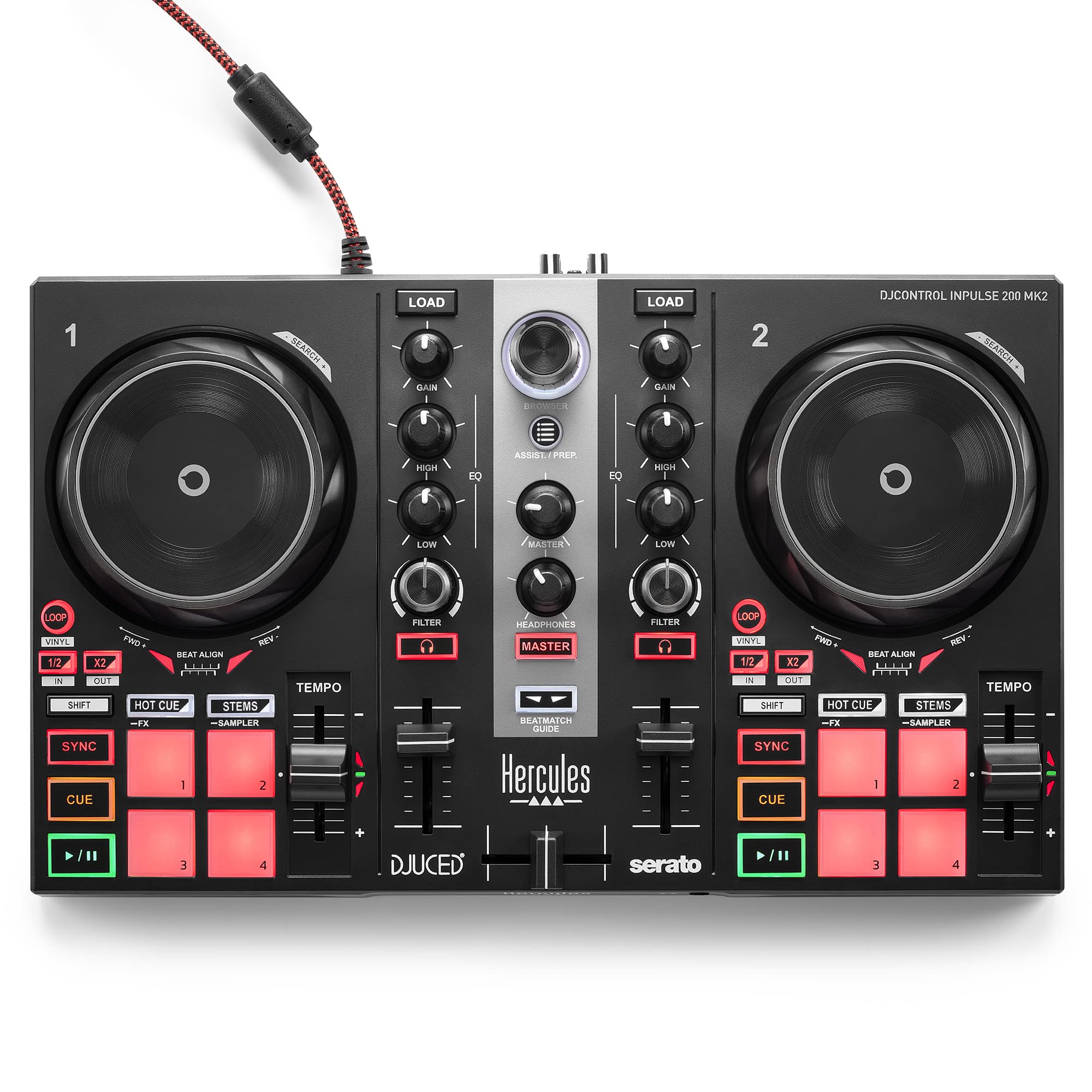 Hercules Djcontrol Inpulse 200 Mk2   Ideal Dj Controller For Learning To Mix   Software And Tutorials Included, Black