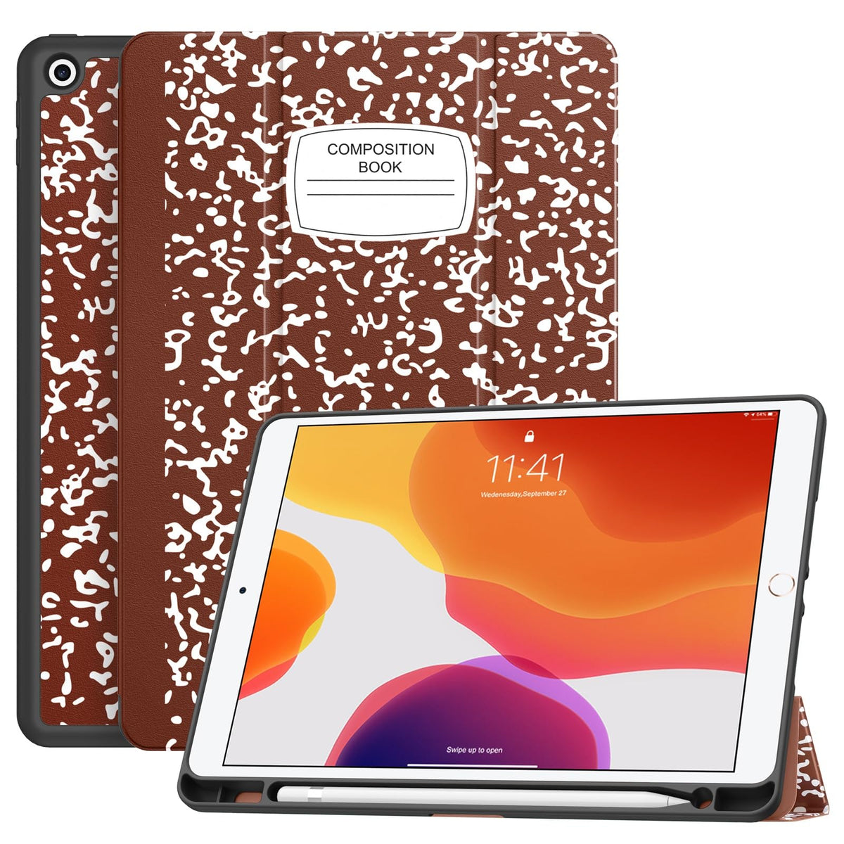 Soke Case For Ipad 9Th Generation 2021/8Th Gen 2020/7Th Gen 2019 With Pencil Holder   Premium Shockproof Case With Soft Tpu Back Cover & Auto Sleep/Wake For Ipad 10.2 Inch, Book Brown