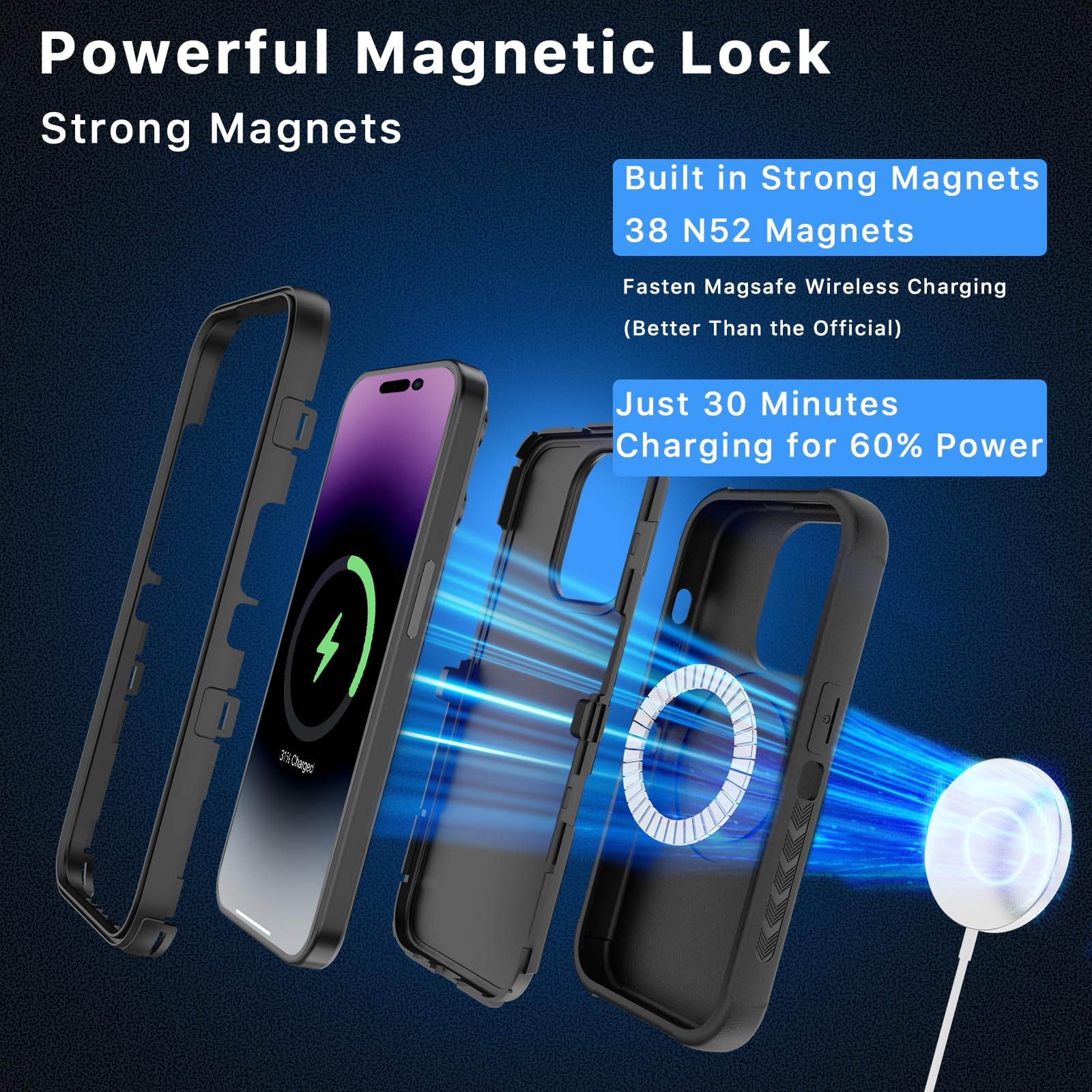 Mybat Pro Maverick Series Iphone 15 Pro Max Case With Belt Clip Holster,[Compatible With Magsafe] W/Screen Protector,Anti Drop,S