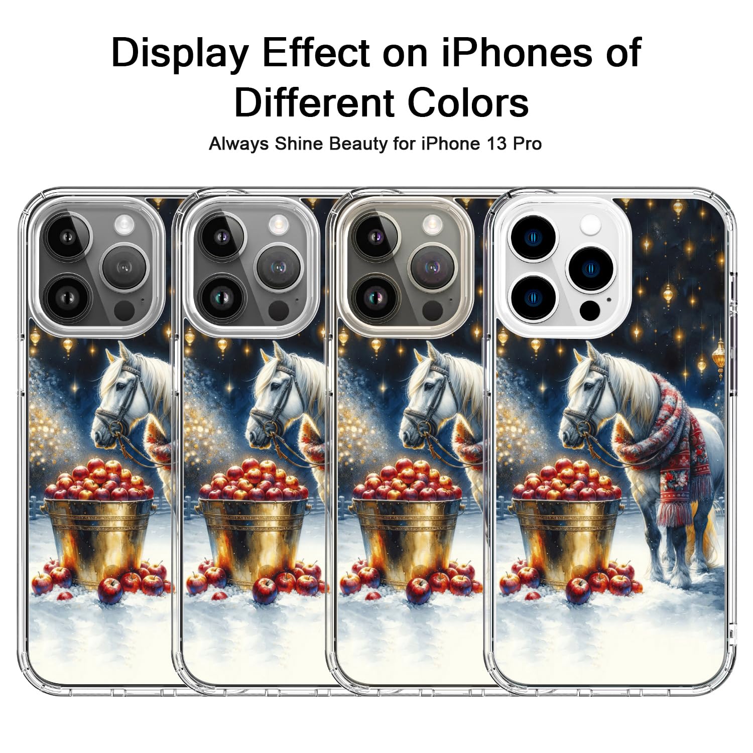 Bicol Christmas Phone Case For Iphone 13 Pro With Screen And Camera Lens Protector - Wireless Charging - Slim Shockproof Protect