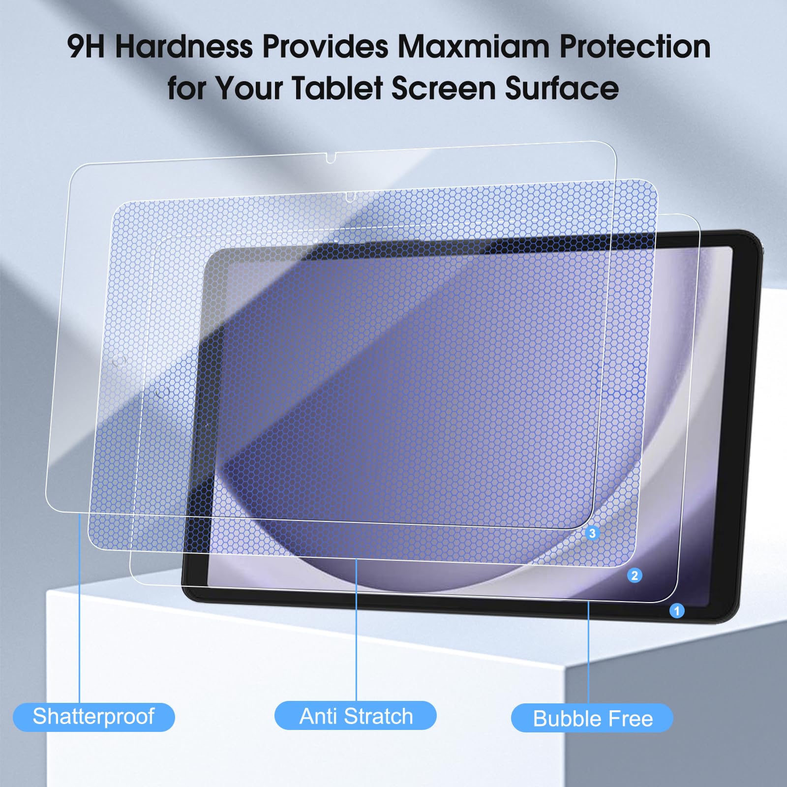 Qularlans 2 Pack Screen Protector For Samsung Galaxy Tab A9+ Plus (11 Inch 2023,Model Sm X210/X216/X218), Anti Scratch 9H Hardne