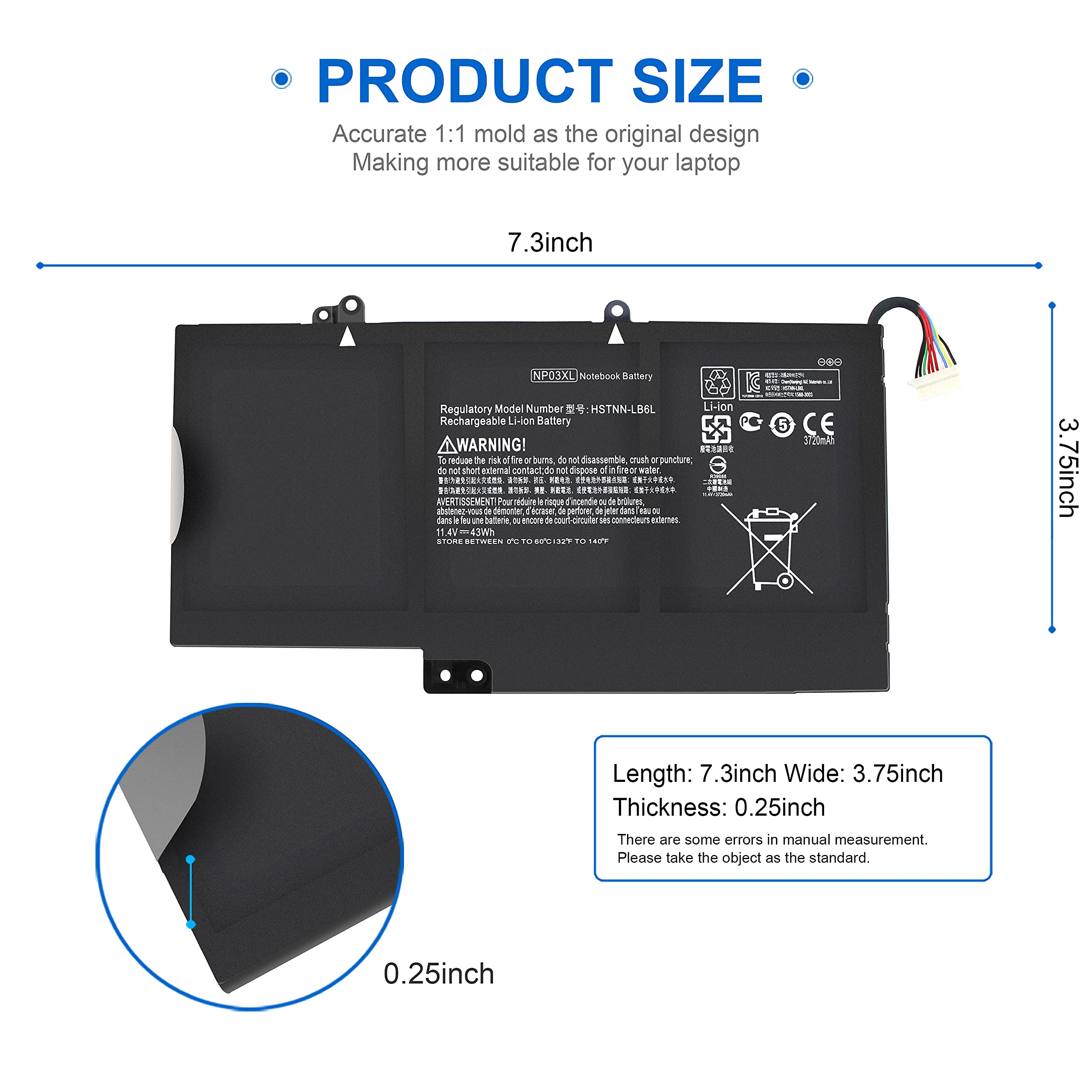 Np03Xl 761230 005 Battery For Laptop Hp Envy X360 15 15 U011Dx 15 U010Dx 15 U111Dx 15 U483Cl 15 U493Cl 15 U110Dx 15 U110Dx, Pavi