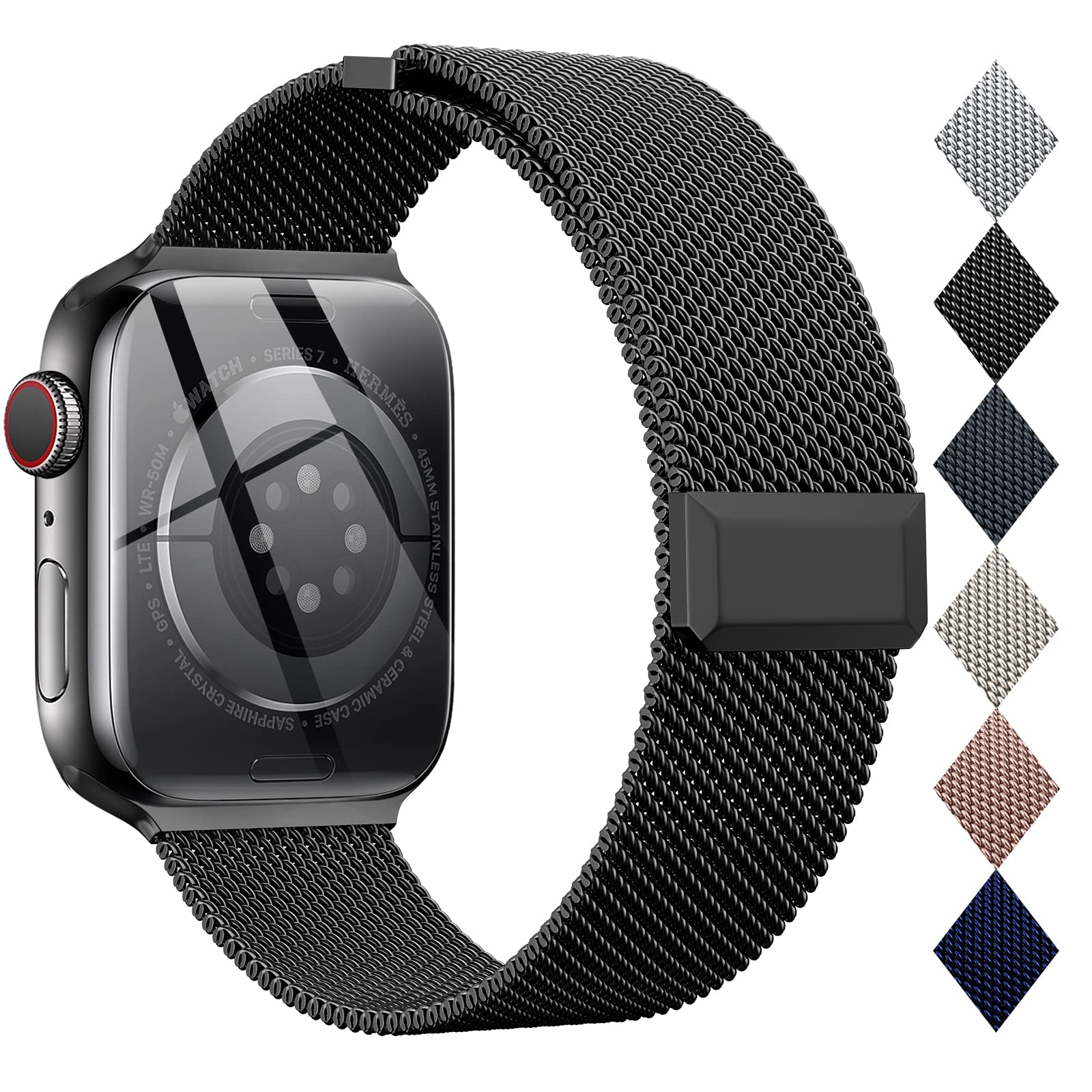 Epuly Compatible With Apple Watch Band 42Mm 44Mm 45Mm 49Mm 38Mm 40Mm 41Mm,Stainless Steel Mesh Loop Magnetic Clasp For Iwatch Ba