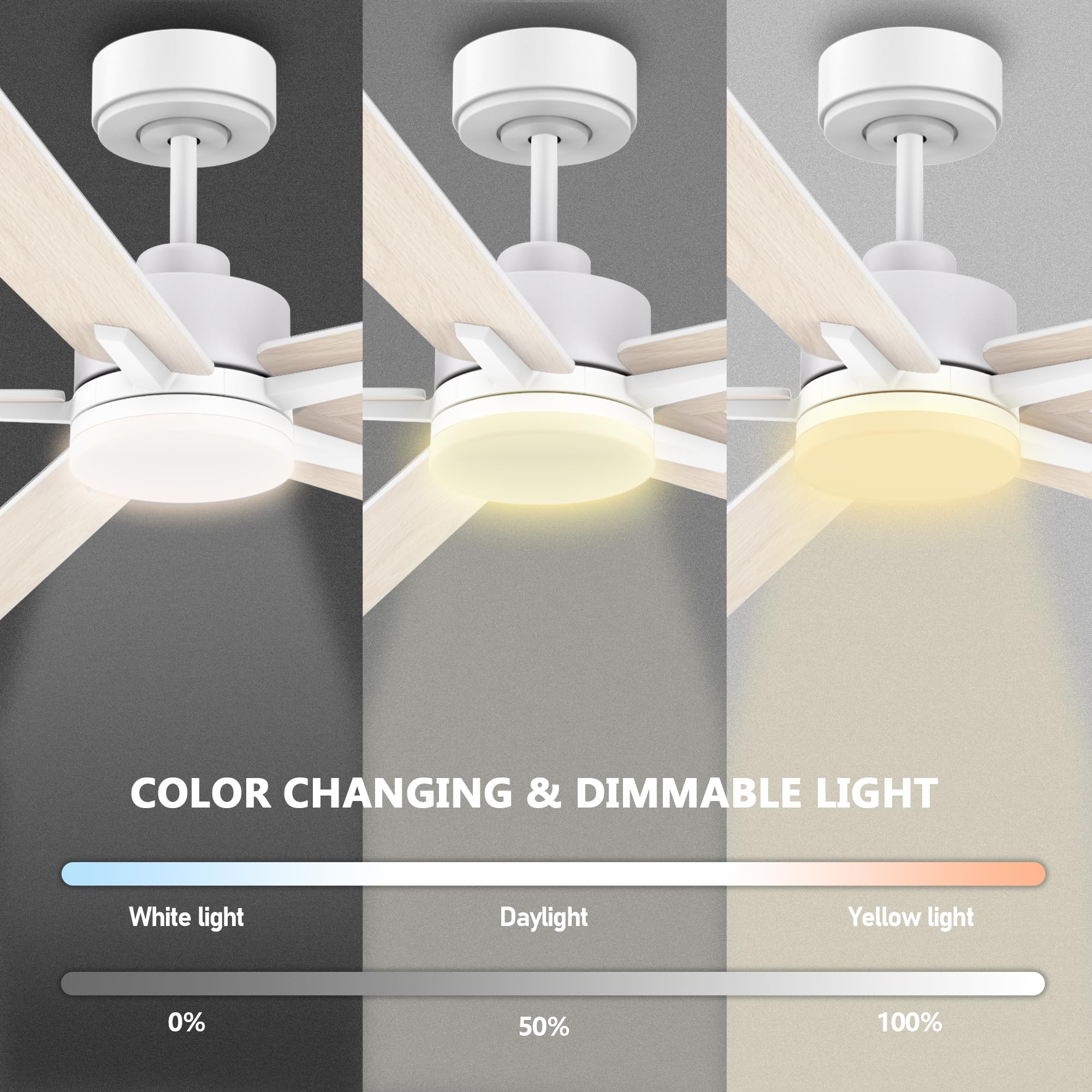 72'' Large Smart Ceiling Fan With Lights Remote,Silent Dc Motor,Control Via Voice Alexa Google App,Outdoor Indoor Modern Ceiling