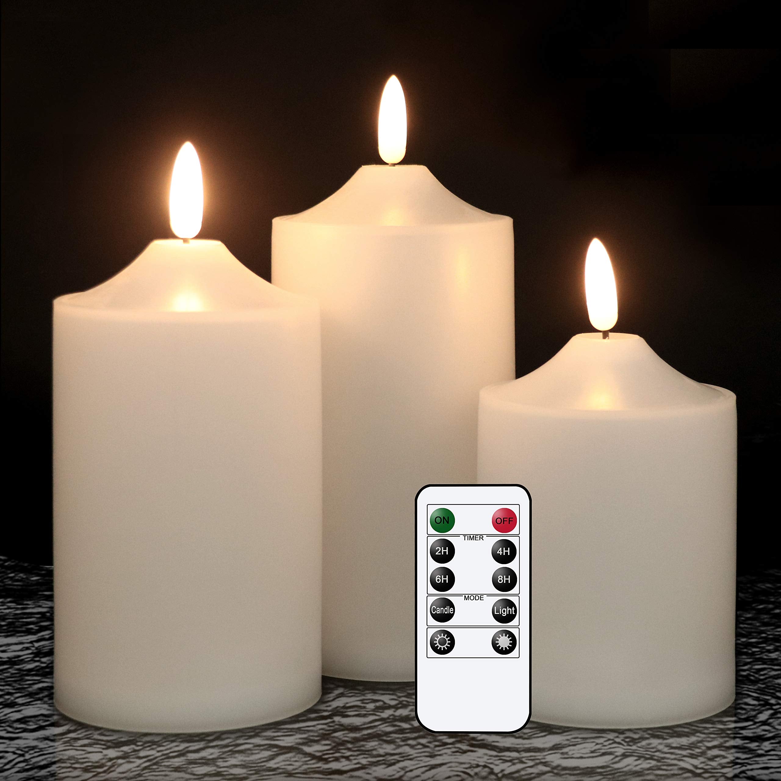 Genswin Flickering Flameless Candles, Waterproof Led Candles With Remote And Timer,Battery Operated Pillar 3D Wick Candles For I