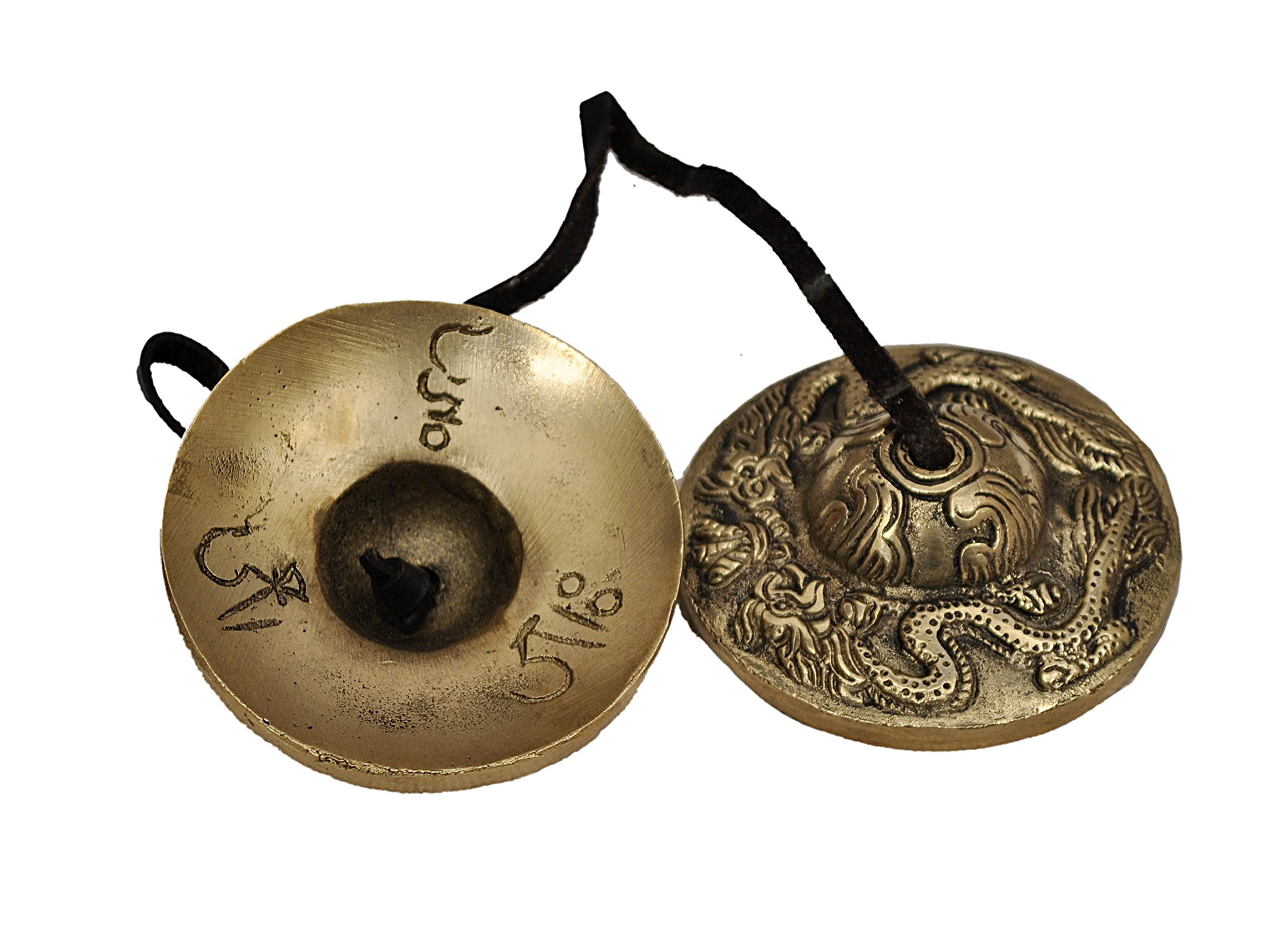 Dharma Store   Tibetan Yoga Meditation Cymbals Bell   Dragon Embossed