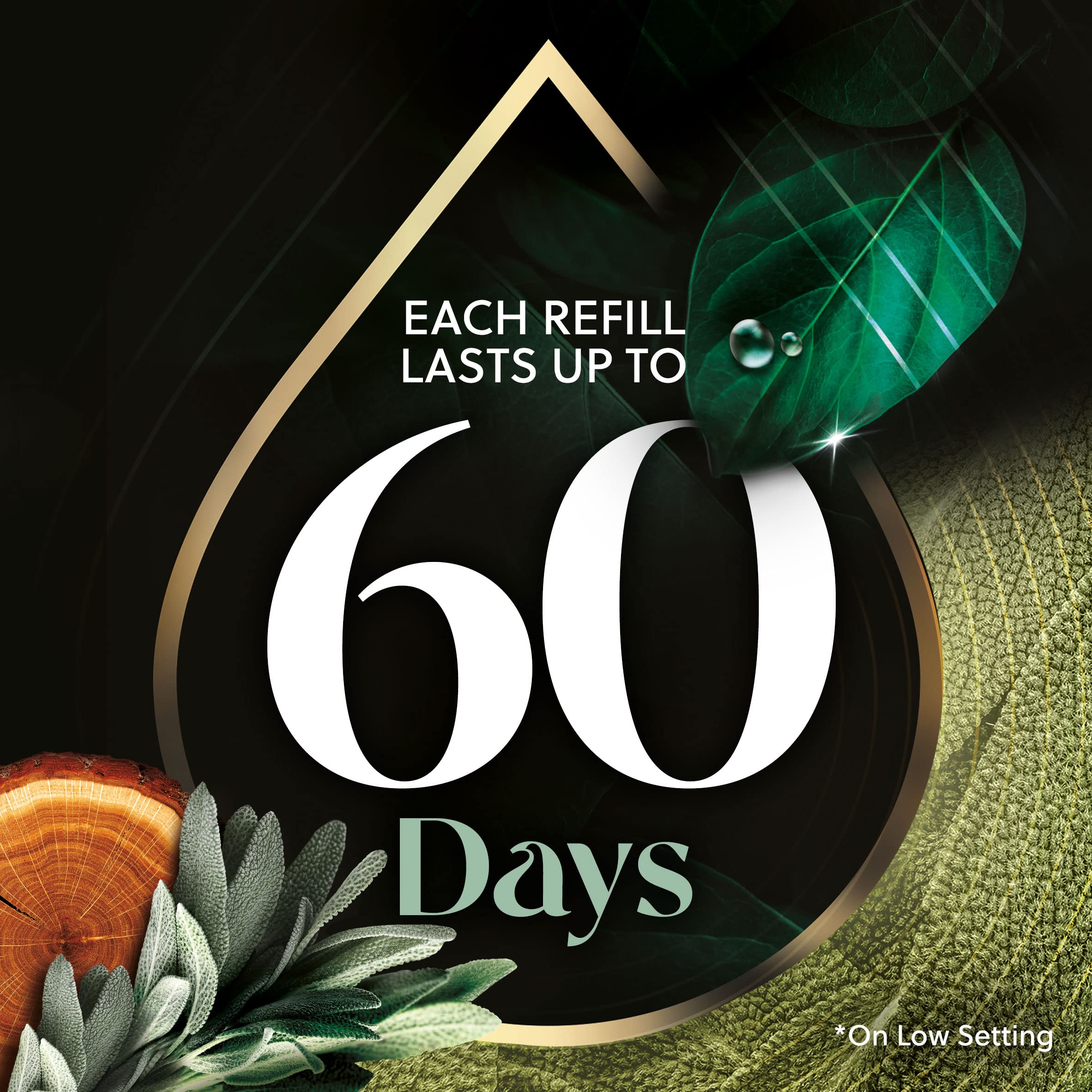 Air Wick Plug In Scented Oil Refill, 5Ct, White Sage & Mahogany, Air Freshener, Essential Oils