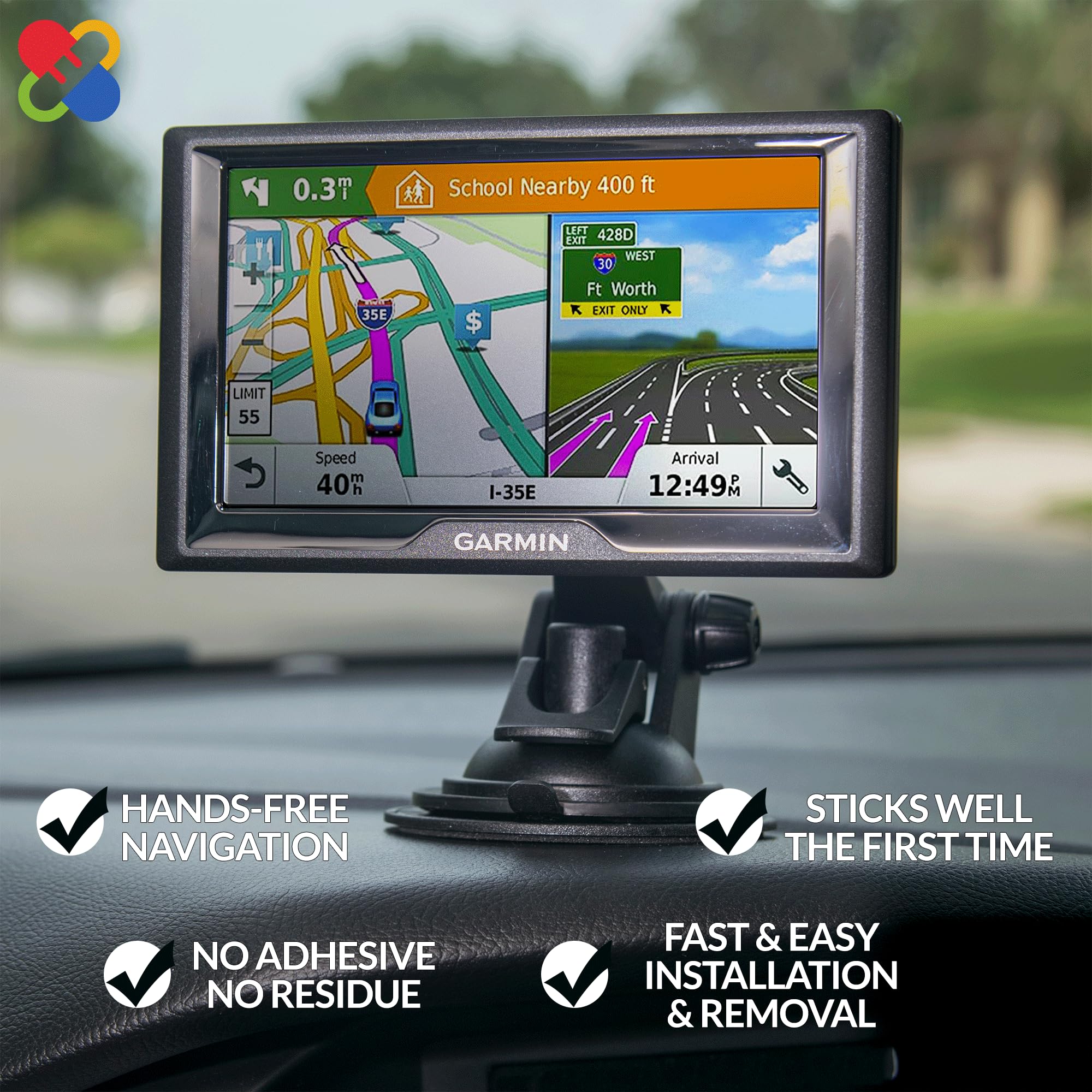 Gps Mount For Garmin With Suction Cup   Dashboard And Windshield Garmin Gps Mount For Car, Ultra Sticky Gps Dash Holder For Garmin Nuvi Rv Dezl Drive Drivesmart Driveassist & More