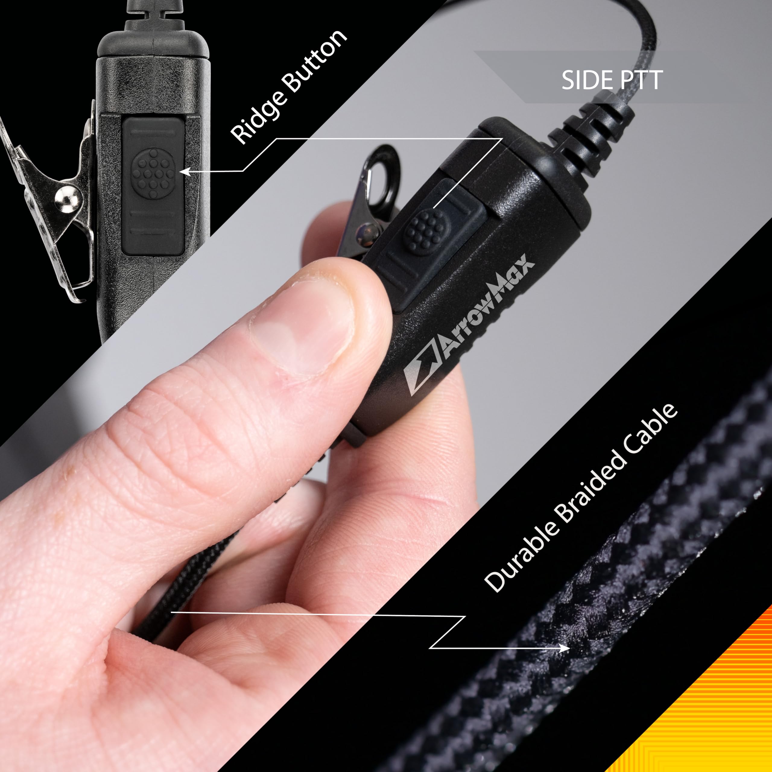 Arrowmax Aeh3000 M9 Earhook Headset Earpiece With Mic Compatible With Motorola Radios Apx 8000 Apx 7000 Apx 4000 Xpr 7350E Xpr 7550 Xpr 7580E Apx6000 Apx8000 Xpr7550 Xpr7550E Apx 6000 Xpr 7550E