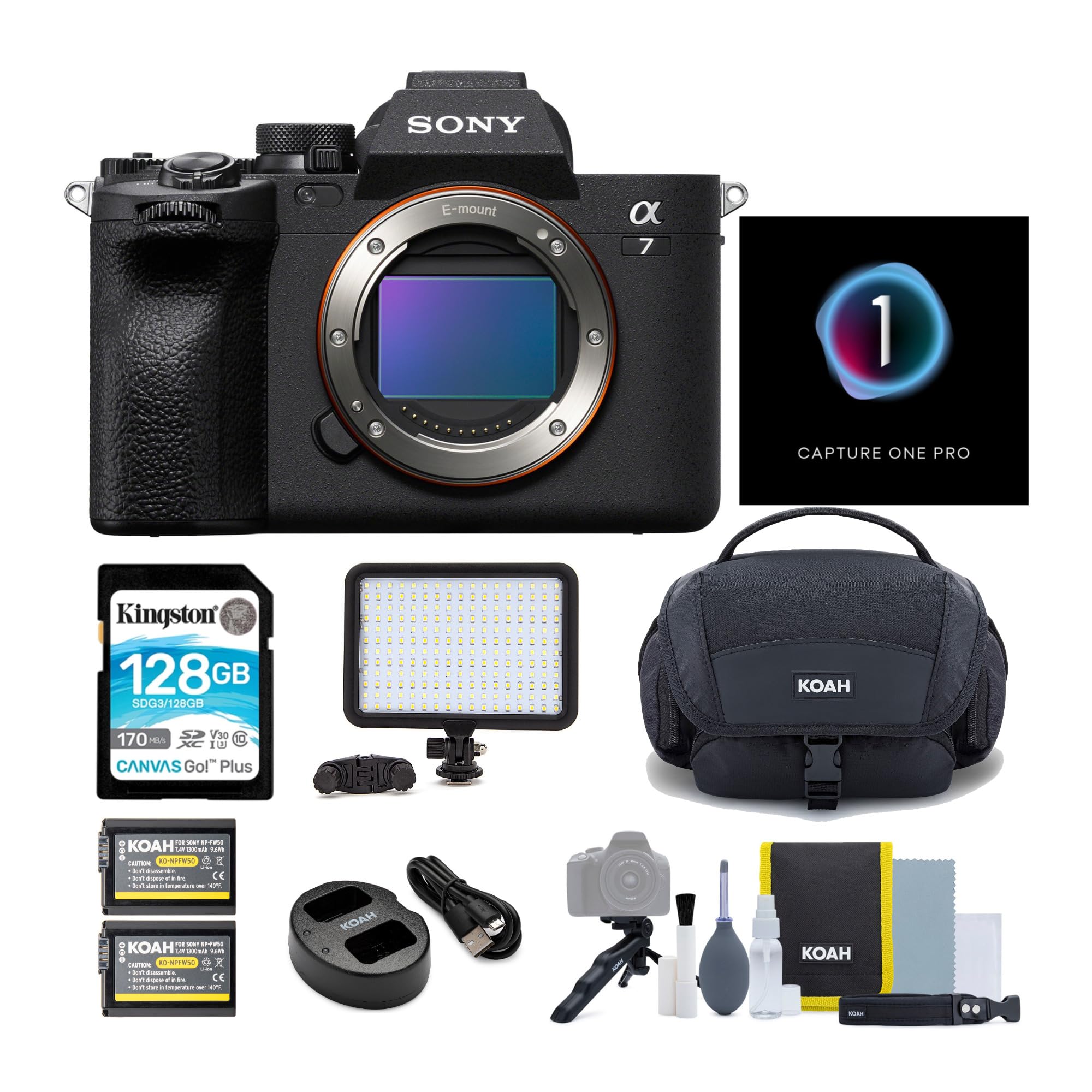 Sony Alpha A7IV E-Mount Interchangeable Lens Mirrorless Camera with Full Frame Sensor Bundle with Led Light Panel, Camera Bag, 1
