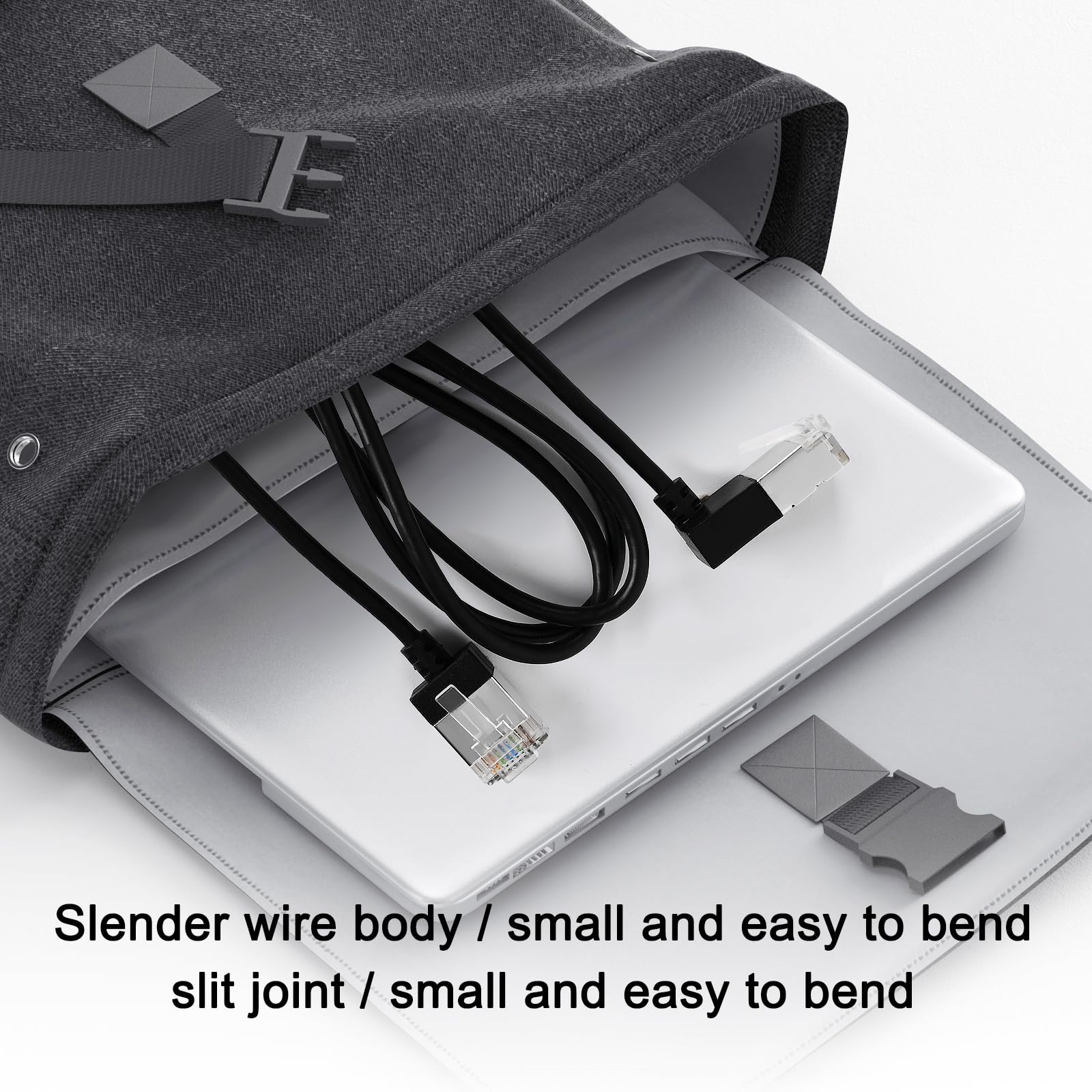 Dutevolns Flexible Cat 6 Ethernet Cable 270 Upward Angle 3.3 Feet, Ultra Thin & Slim Rj45 Cat 6A Lan Cord Gigabit Rj45 For Pc, R