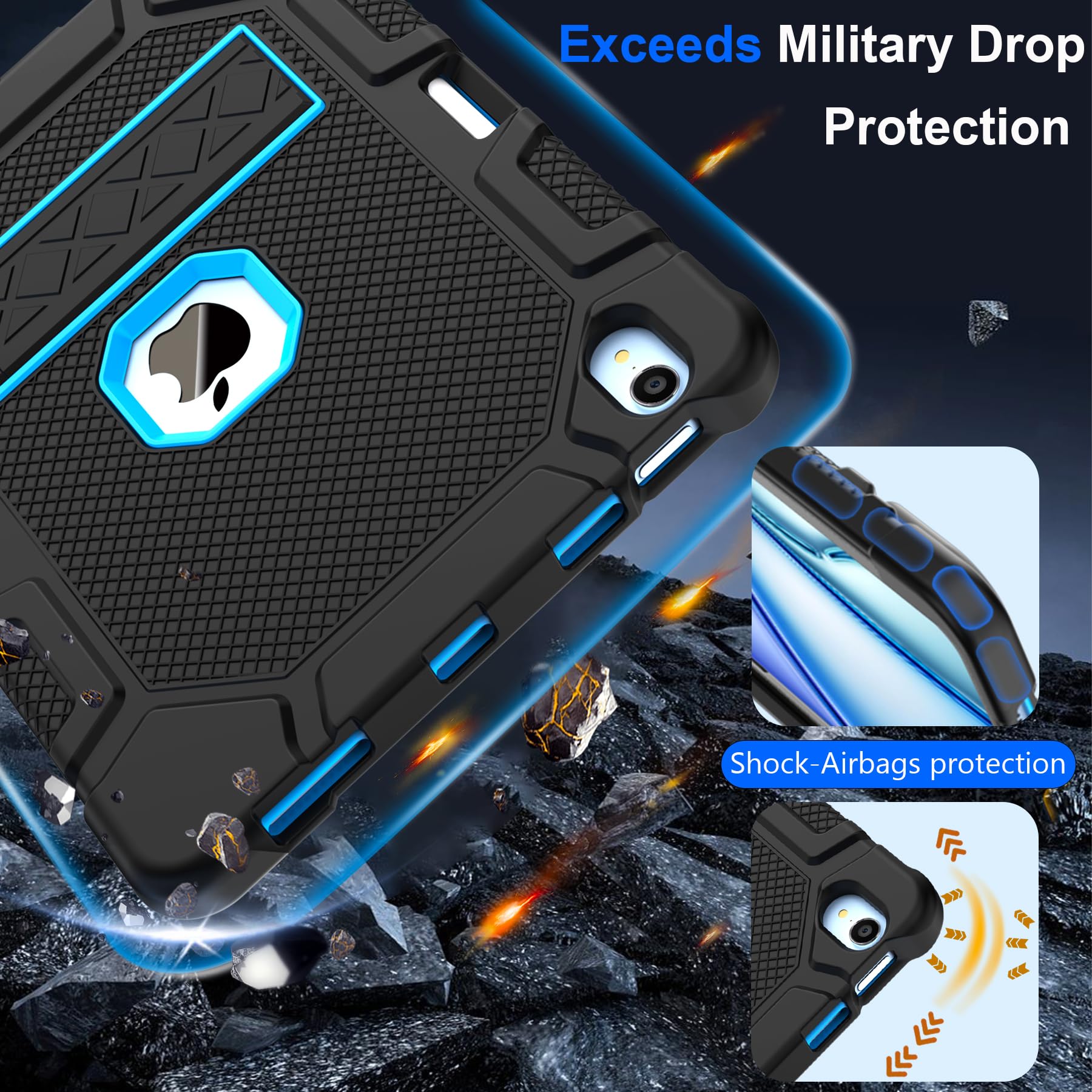 Rantice Case For Ipad Air 11 Inch M2 (2024) / Ipad Air 5Th / 4Th Gen 10.9 Inch, Hybrid Shockproof Rugged Drop Protective Case Wi