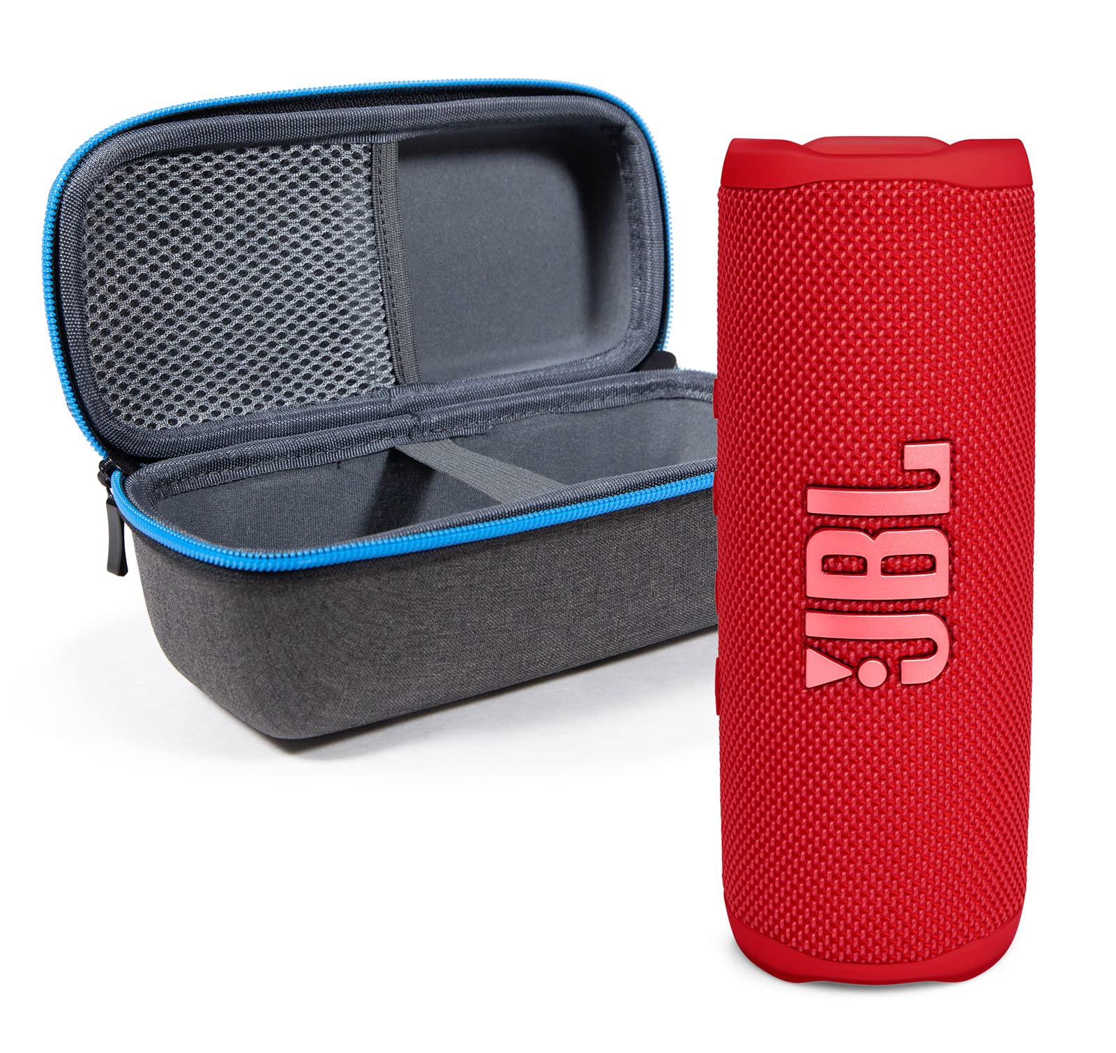 JBL Flip 6 Waterproof Portable Wireless Bluetooth Speaker Bundle with divvi! Premium Hardshell Case - Red