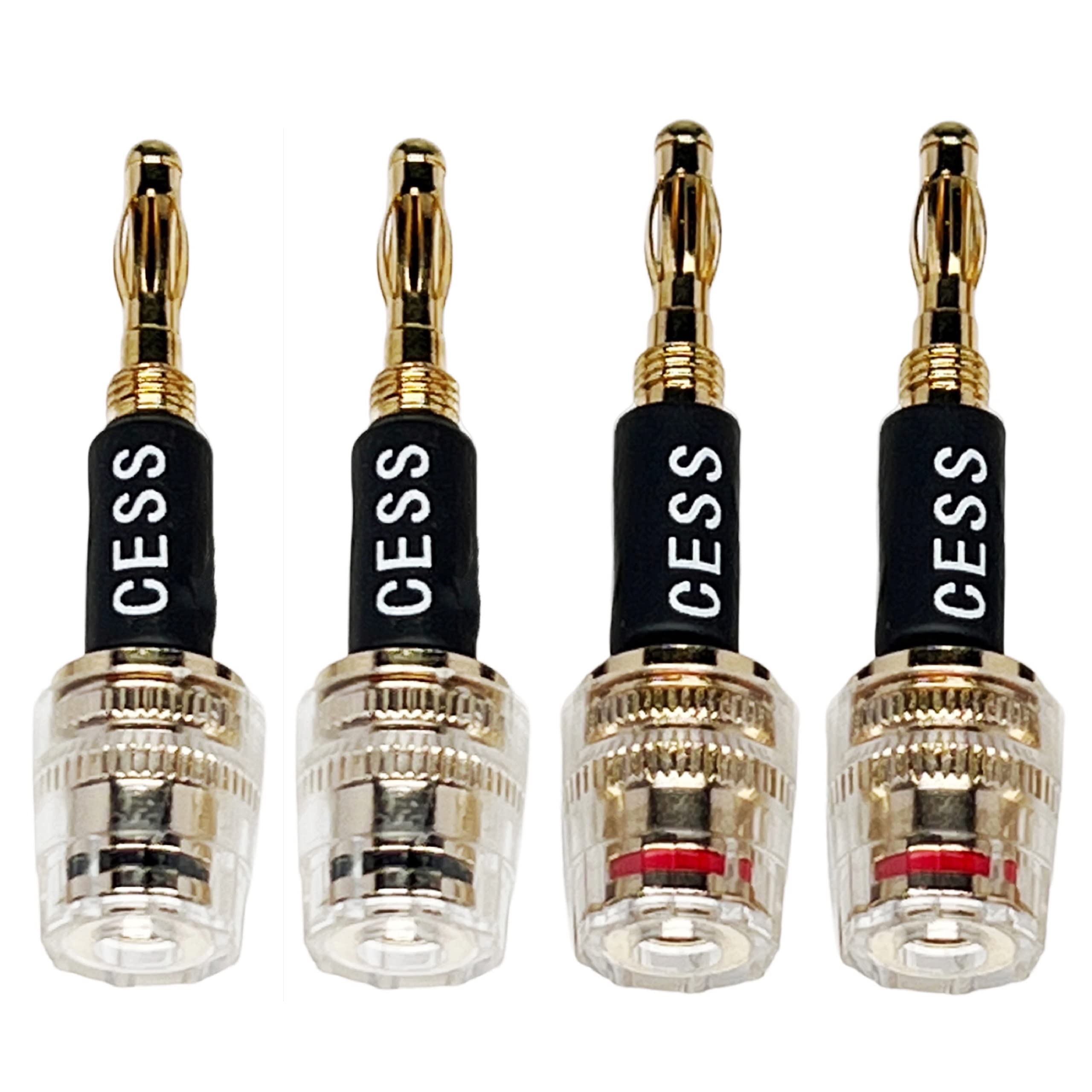 Cncess Cess 187 Banana Plug Connect To Spade Fork Plug Speaker Cable Adapter, 4 Pack