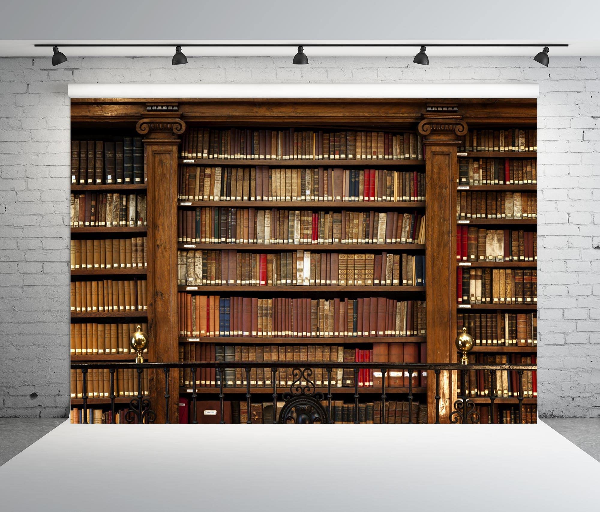 BELECO 8x6ft Fabric Vintage Bookshelf Backdrop Books Antique Book Racks Old Library Phtography Backdrop for Party Decoration Bir