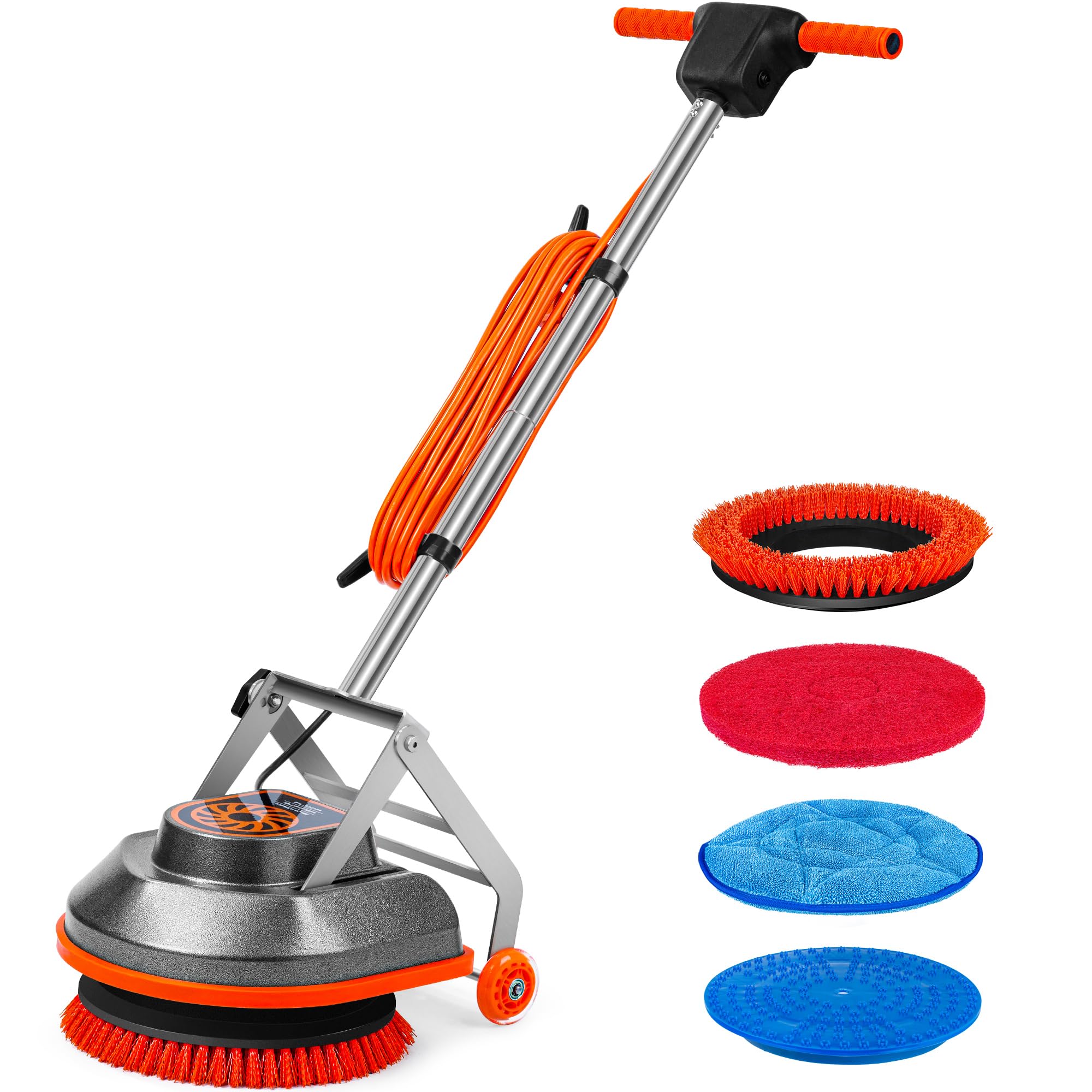 HHQ 15 Floor Buffer Machine, Commercial Floor Scrubber Machine with Brushes and Pads, Heavy Duty Floor Cleaner and Polisher De