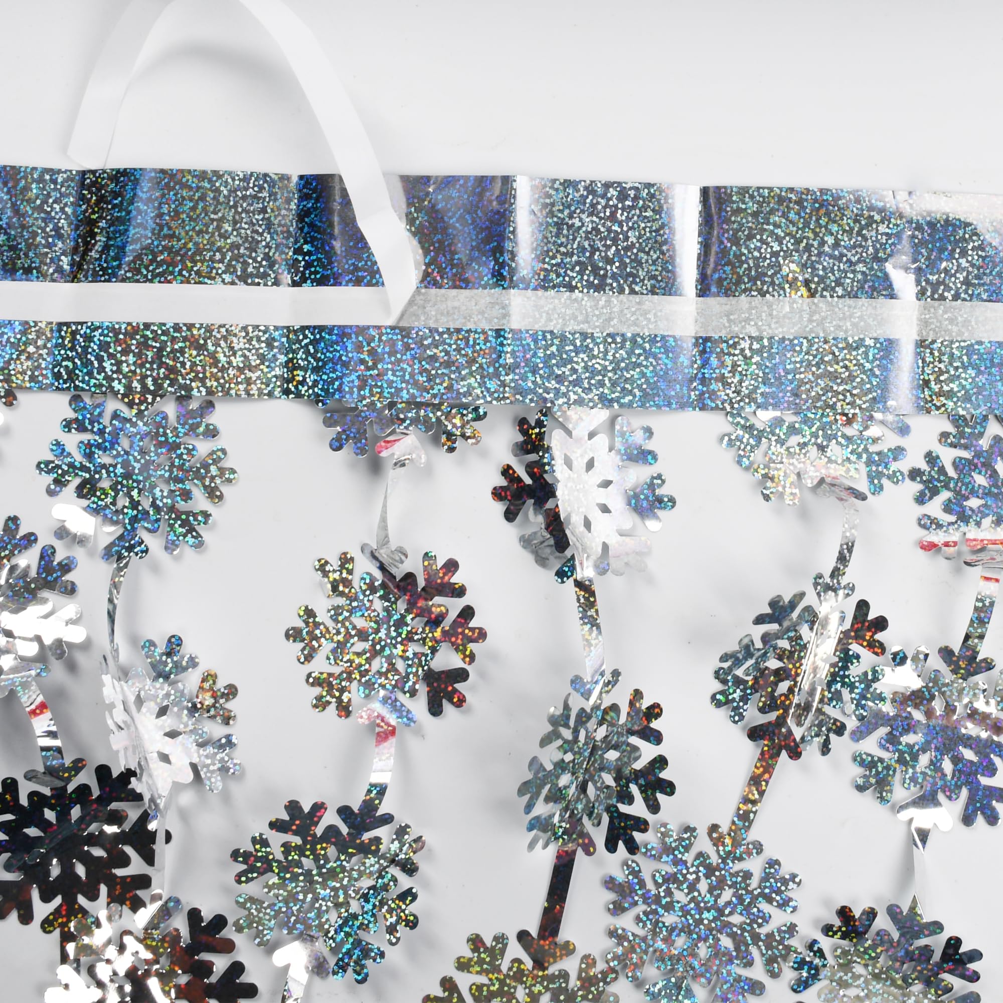 Braveshine Silver Party Snowflake Backdrop   2 Pack Hanging Foil Fringe Snow Flakes Party Streamers Curtain For Christmas Winter