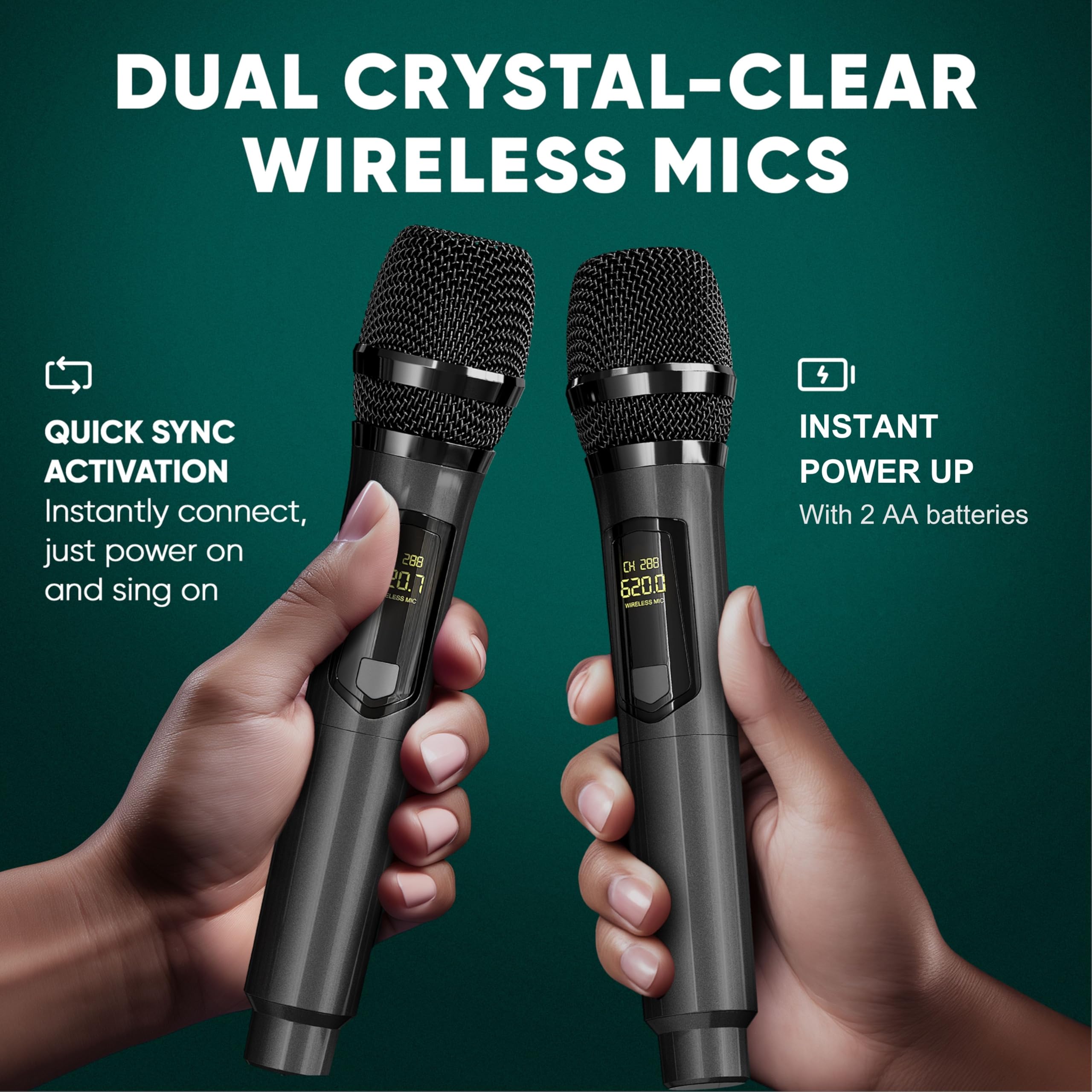 Masingo Karaoke Machine For Adults And Kids With 2 Bluetooth Wireless Microphones. Portable Singing Pa Speaker System With Disco