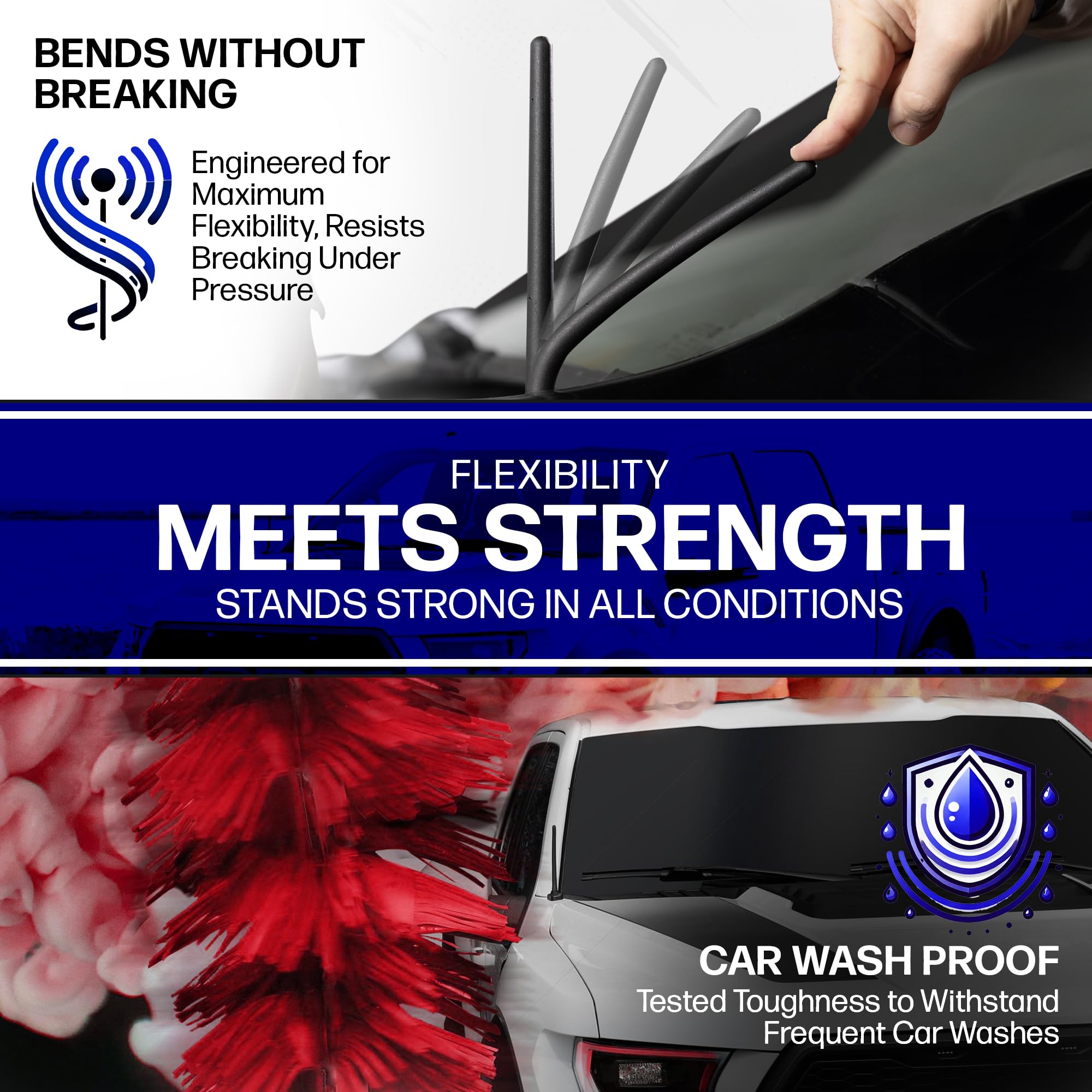 Antennamastsrus Short Rubber Antenna Fits Chevrolet Silverado 1500 (2006-2026), The Original 6 3/4 Inch, Car Wash Proof, Durable