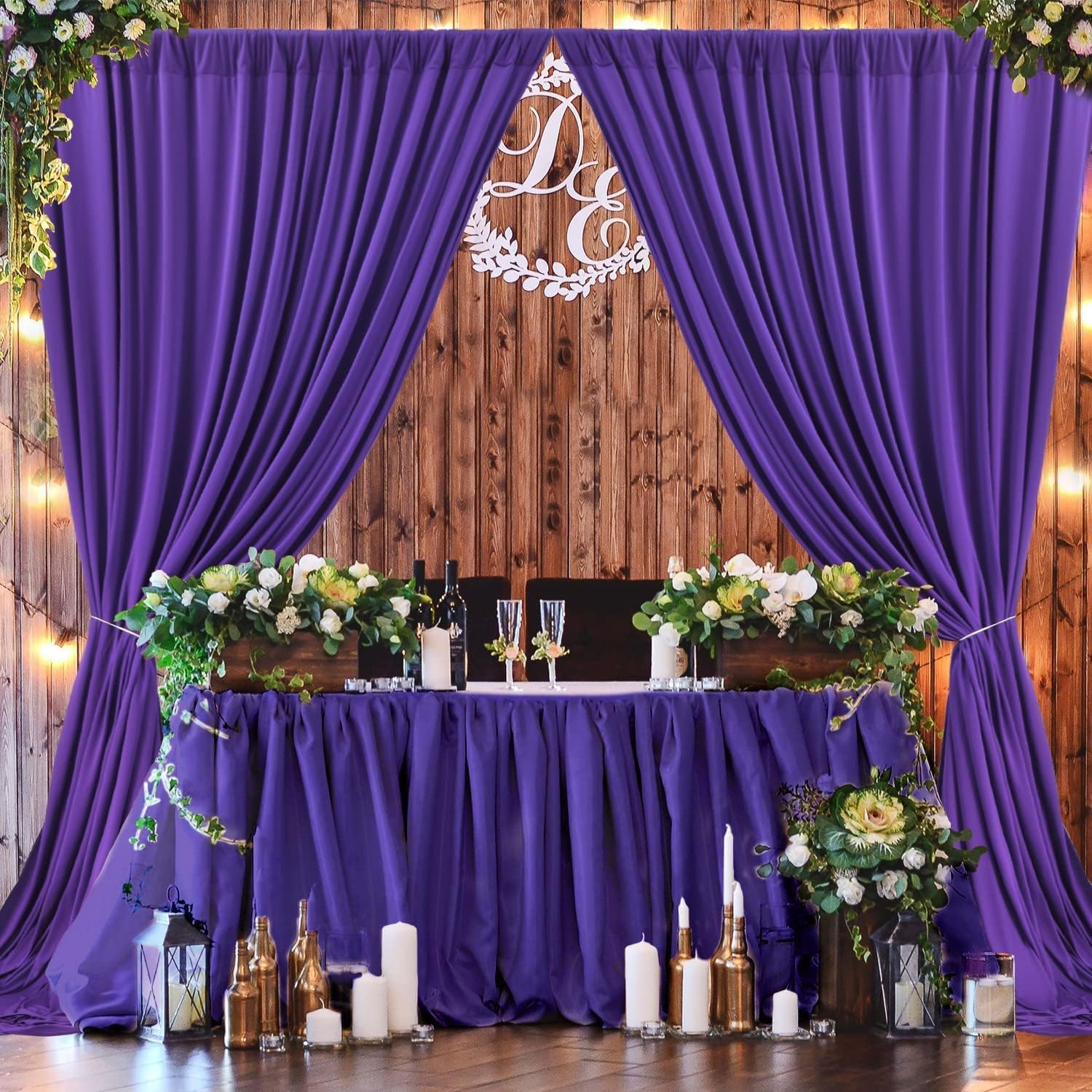 10Ft X 10Ft Wrinkle Free Purple Backdrop Curtain For Parties, Polyester Backdrop Drapes Panels 2 Panels 5X10Ft For Photography B