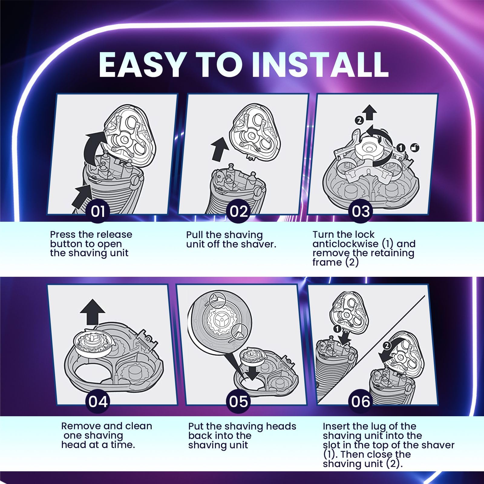 Golden Lotus Creations Hq8 Replacement Heads Compatible With Philips Norelco Aquatec Electric Shaver Razor Series Hq8 At880 Pt73