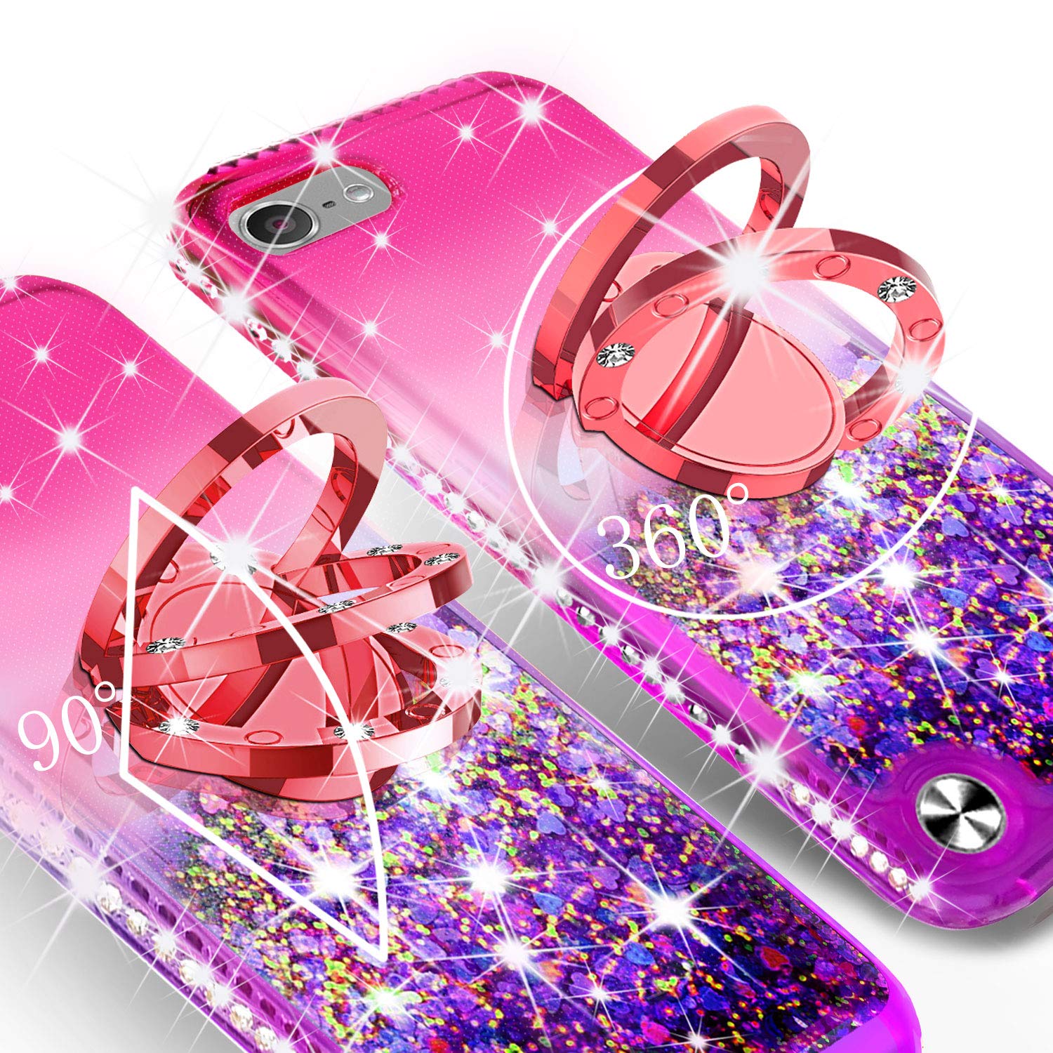 Soga Rhinestone Liquid Float Quicksand Cover Cute Girl Phone Case Compatible For Ipod Touch 5/Ipod Touch 6 Case, With Embedded M