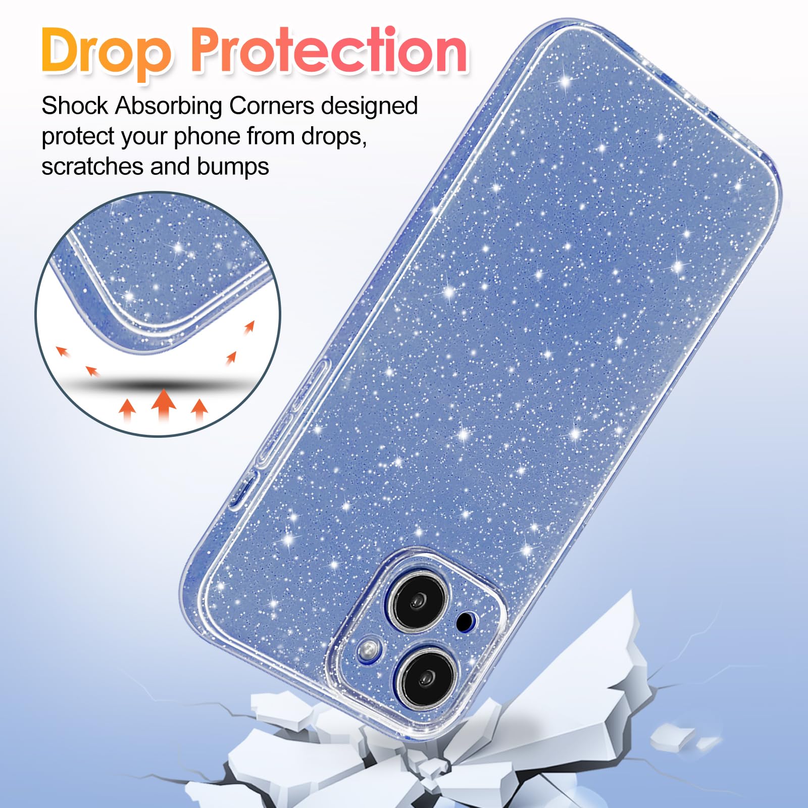 Hython Case For Iphone 14 Plus Case Glitter Cute Sparkly Shiny Bling Sparkle Phone Cases 6.7'', Thin Slim Fit Soft Tpu Bumper Sh