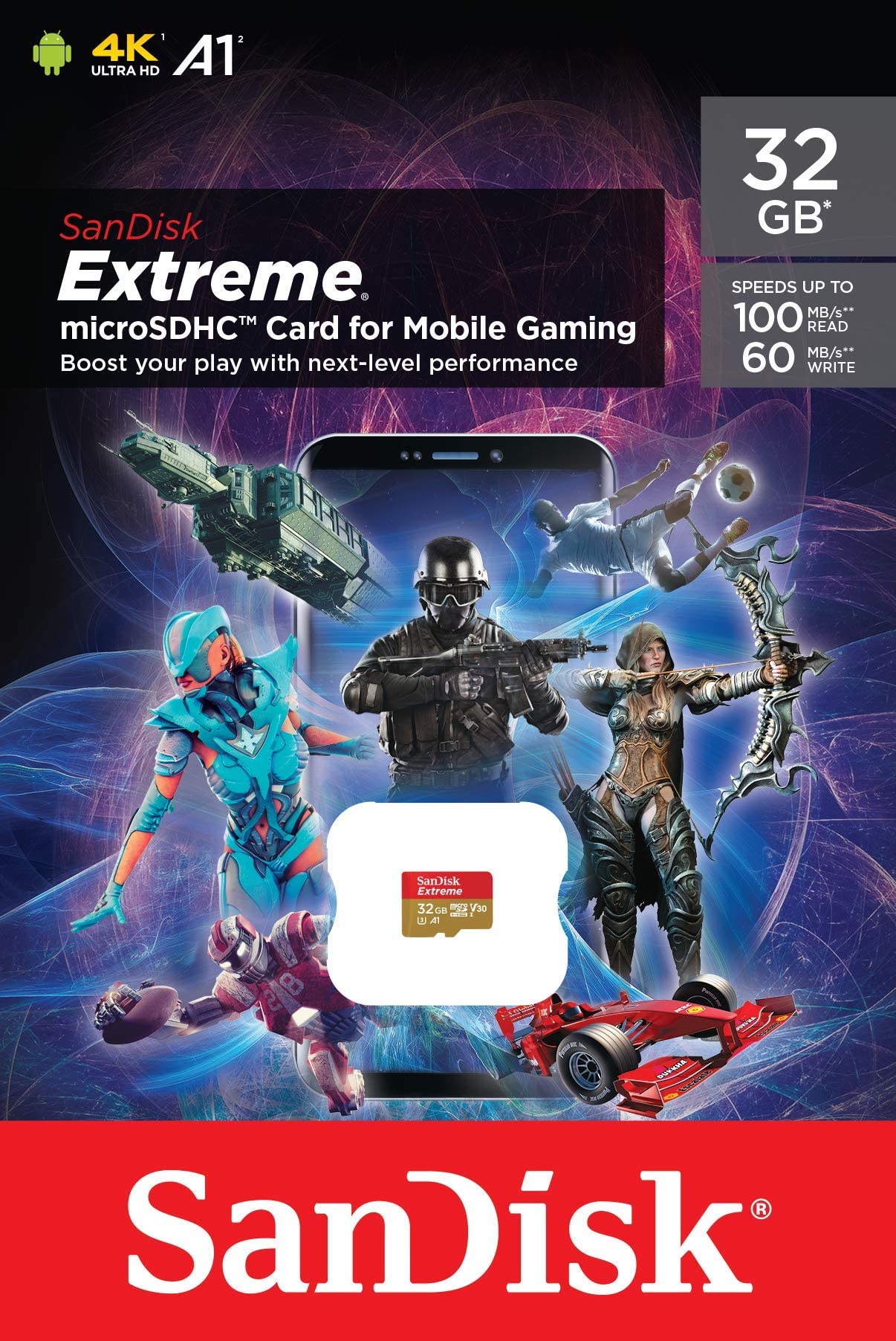 Sandisk 32Gb Extreme For Mobile Gaming Microsd Uhs I Card   C10, U3, V30, 4K, A1, Micro Sd   Sdsqxaf 032G Gn6Gn