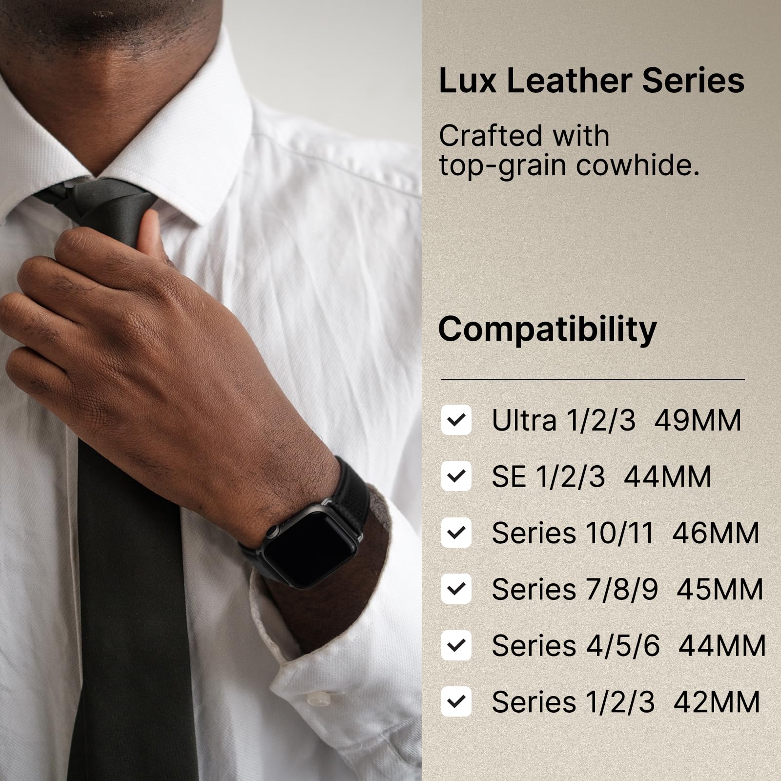 Fullmosa Leather Bands Compatible With Apple Watch Band 42Mm 44Mm 45Mm, Dressy Chic Iwatch Strap With Case For Iwatch Series 9 8