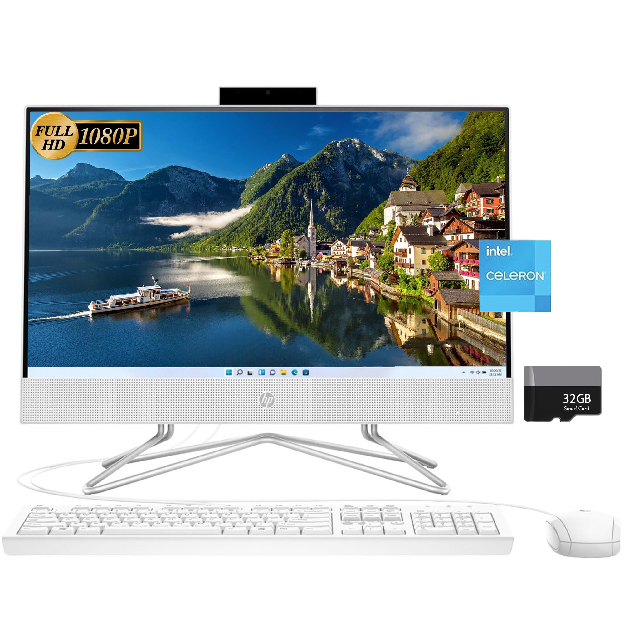 Hp 22 All-In-One Desktop, 21.5'' Fhd Display, Intel Celeron J4025 Processor, 16Gb Ddr4 Ram, 1Tb Pcie Ssd, Webcam, Wi-Fi, Hdmi, R