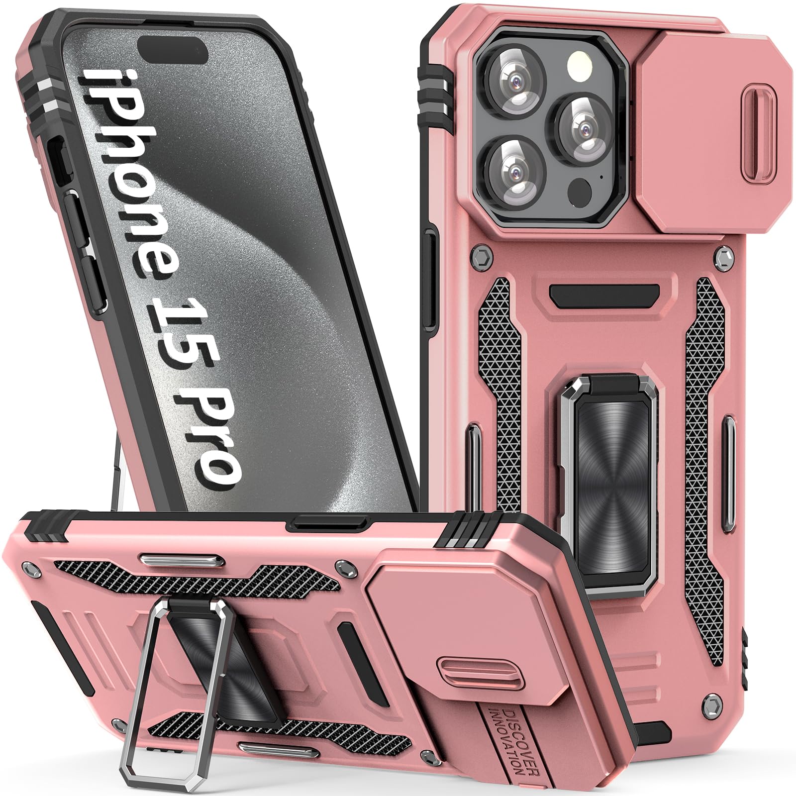 Sefing Phone Case For Iphone 15 Pro Case Iphone 15 Pro Phone Case With Camera Cover, With Ring Holder Kickstand, With Magnetic C