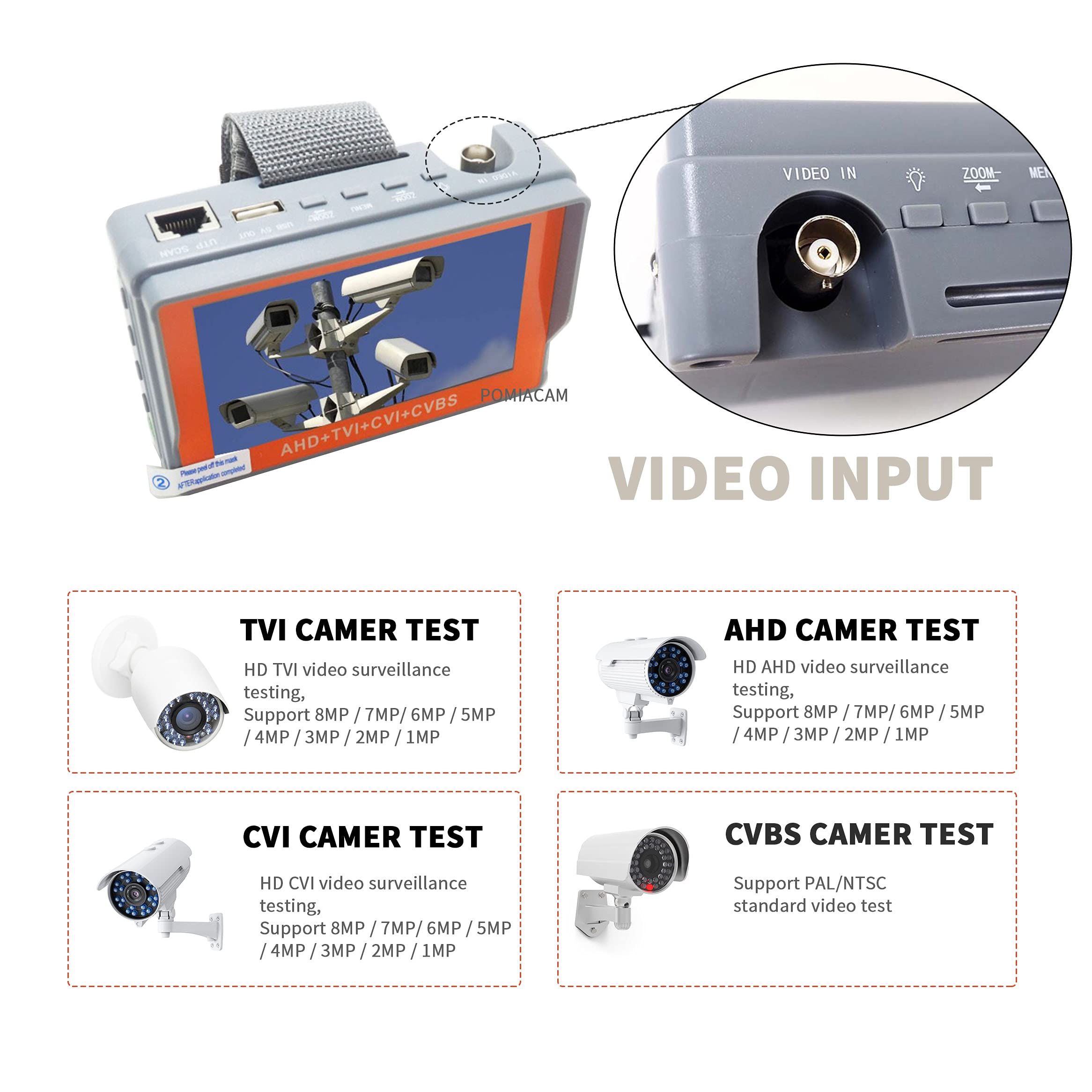Cctv Camera Tester Monitor Iv5 5Inch 8Mp Ahd Tvi Cvi Cvbs Portable Cctv Testing Ptz