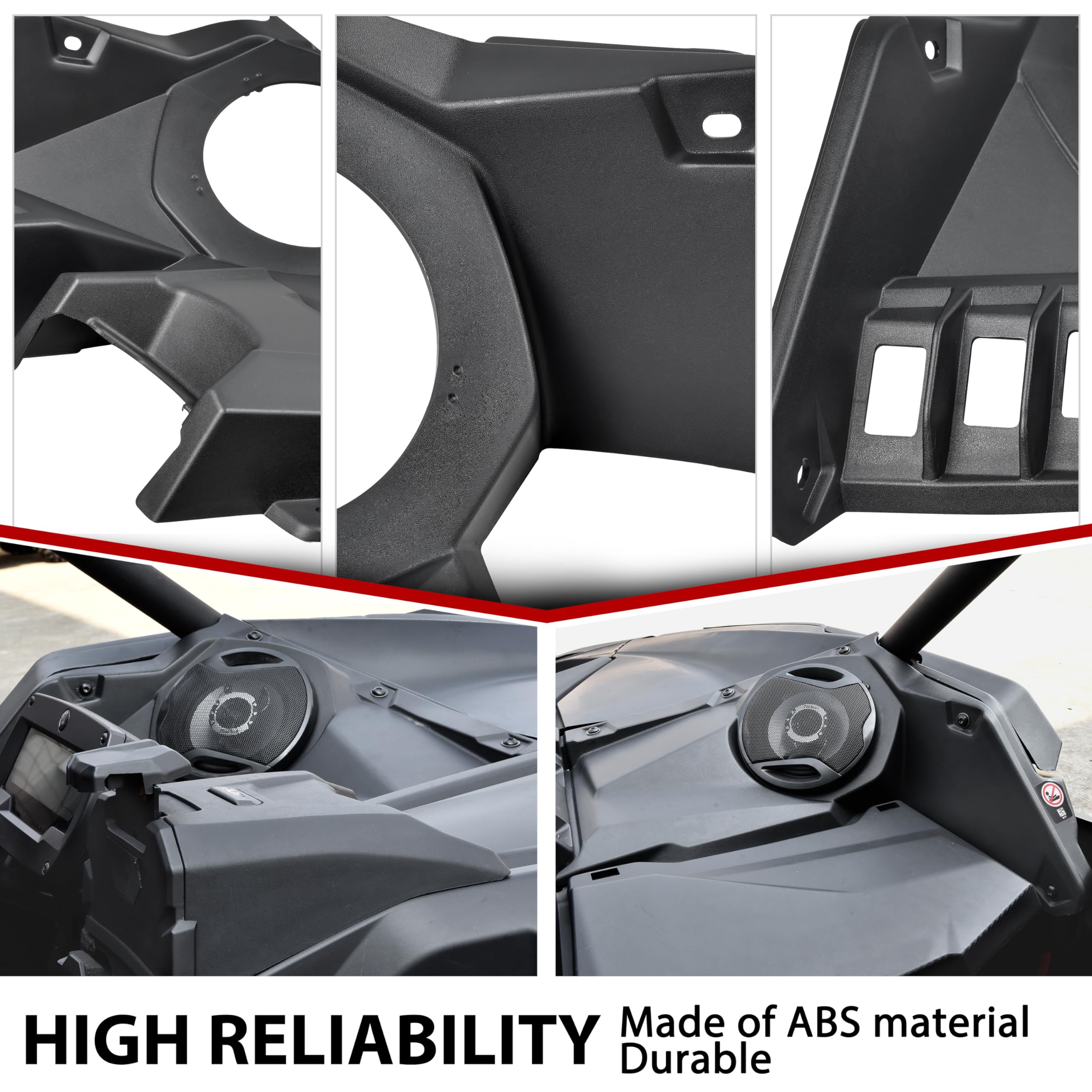 Sautvs Front Dash Speaker Mount For Can Am X3, Front 6.5 Inch Speaker Enclosure Panels For 2017 2024 Can Am Maverick X3 / X3 Max