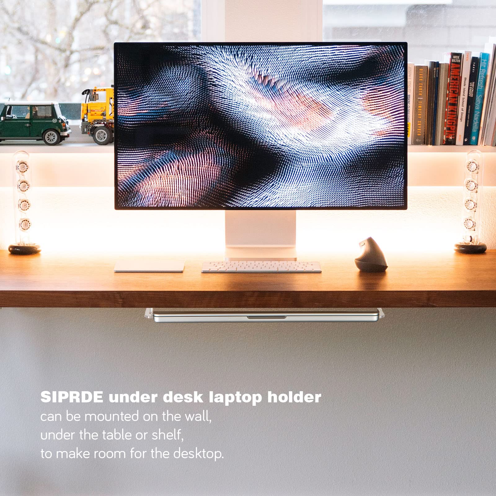 Siprde Wall Mount Laptop Holder   Also Available As An Under Desk Laptop Mount, Clear Acrylic, With Adhesive & Screw, For Macboo