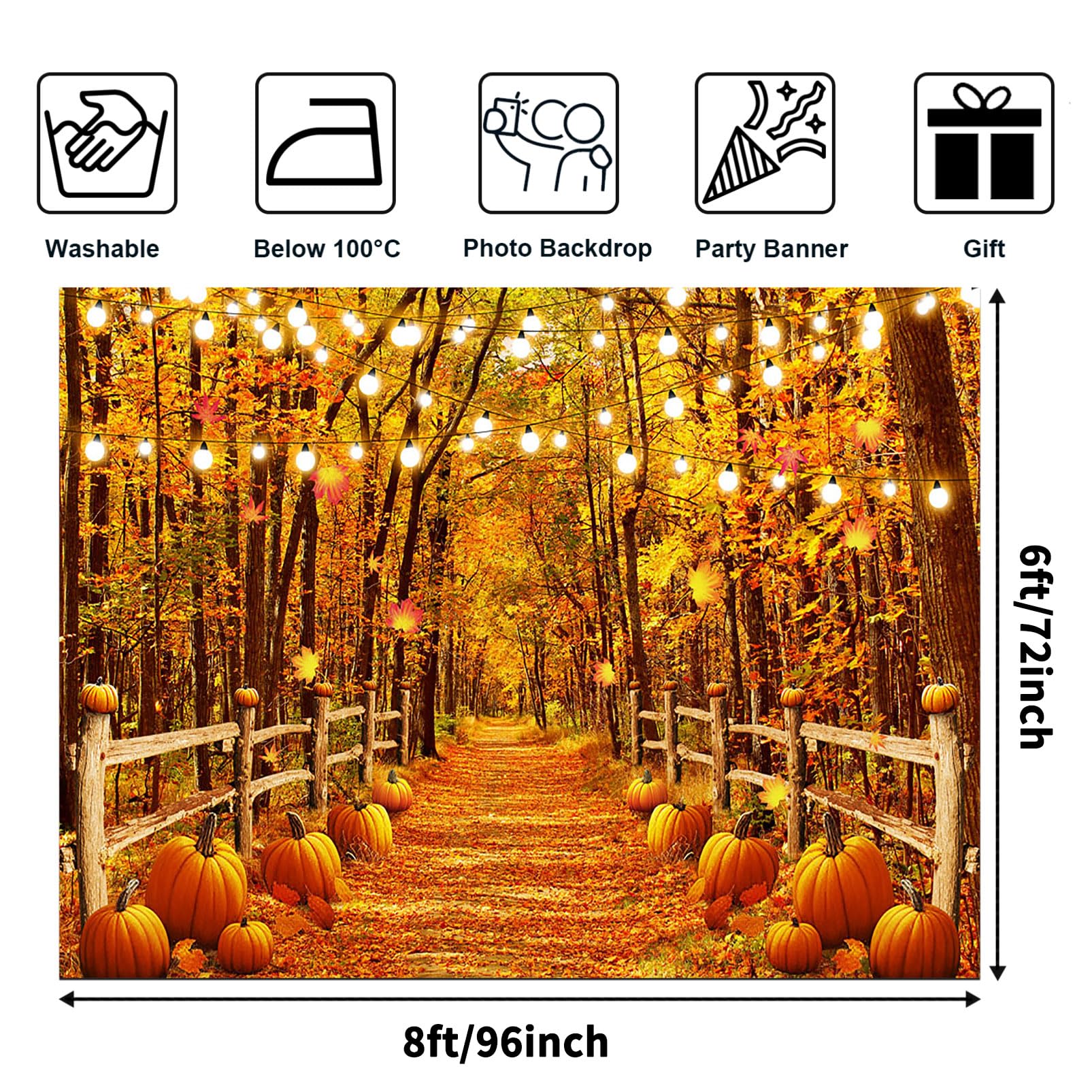 Avezano Fall Backdrops For Photography Autumn Maple Leaves Forest Path Photo Background Thanksgiving Holiday Portrait Photoshoot
