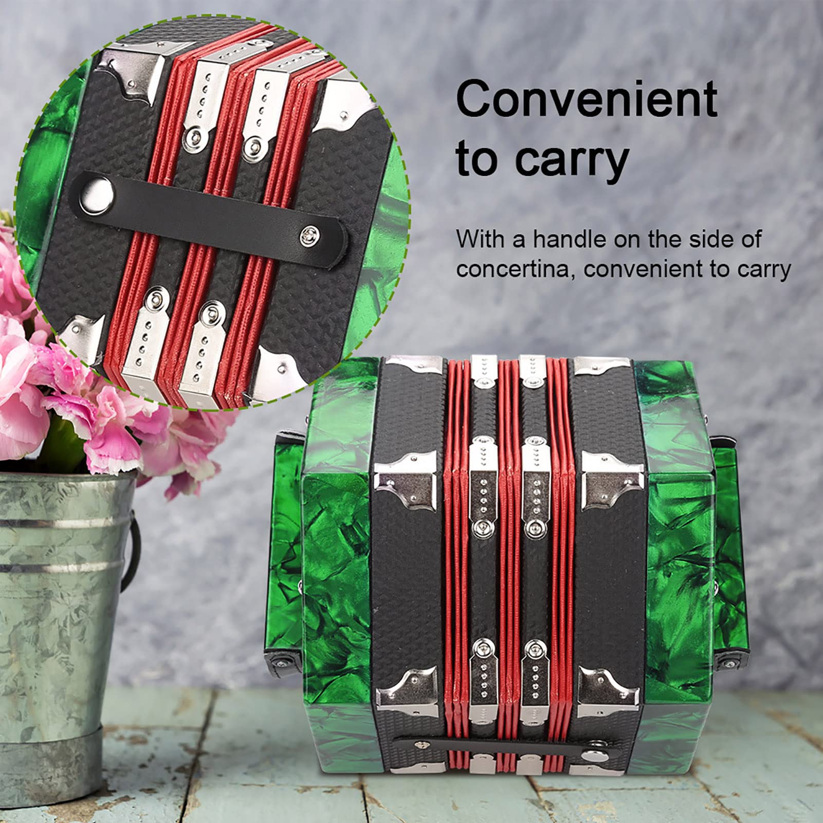 Gaeirt Professional Concertina, 20 Buttons Accordion With Strap And Carrying Bag Beginner Musical Instrument For Daily Practice