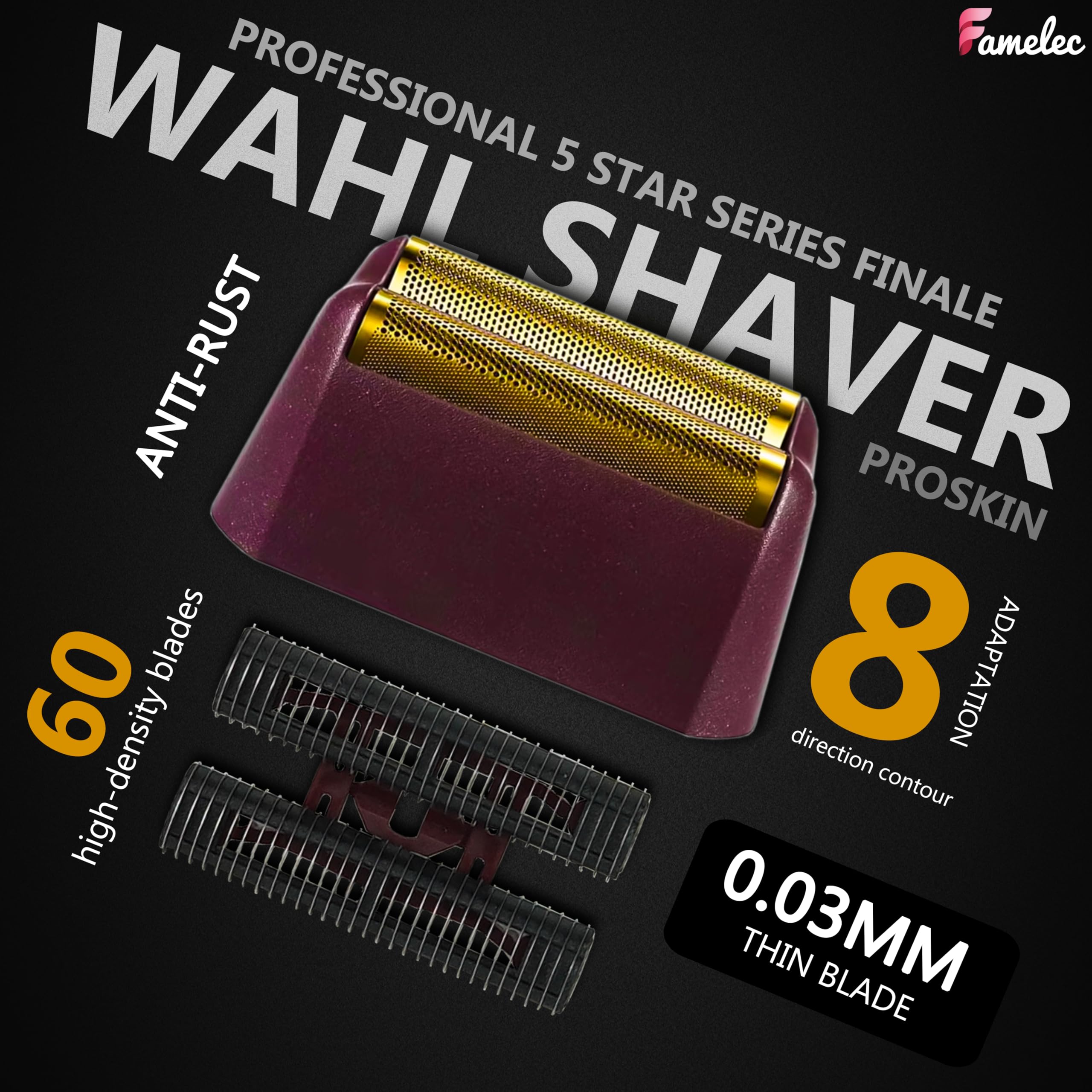 Famelec 2 Pack For Wahl Shaver Foil Replacement Professional 5 Star Series Finale Shaver, Fit For Wahl Super Close Shaver Replac
