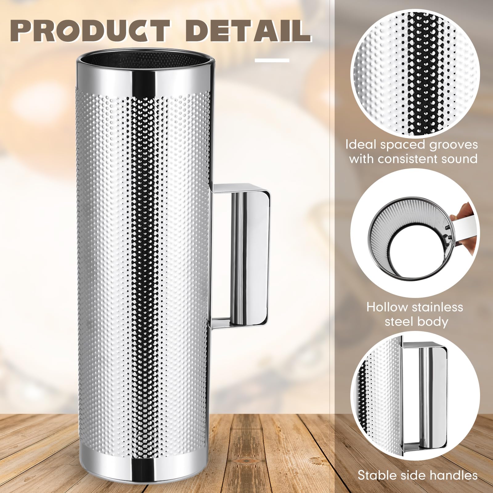 Kathfly 4 Pcs Guiro Instrument Metal Stainless Steel Musical Latin Percussion Training Tool With Scrapers For Live Performance(4