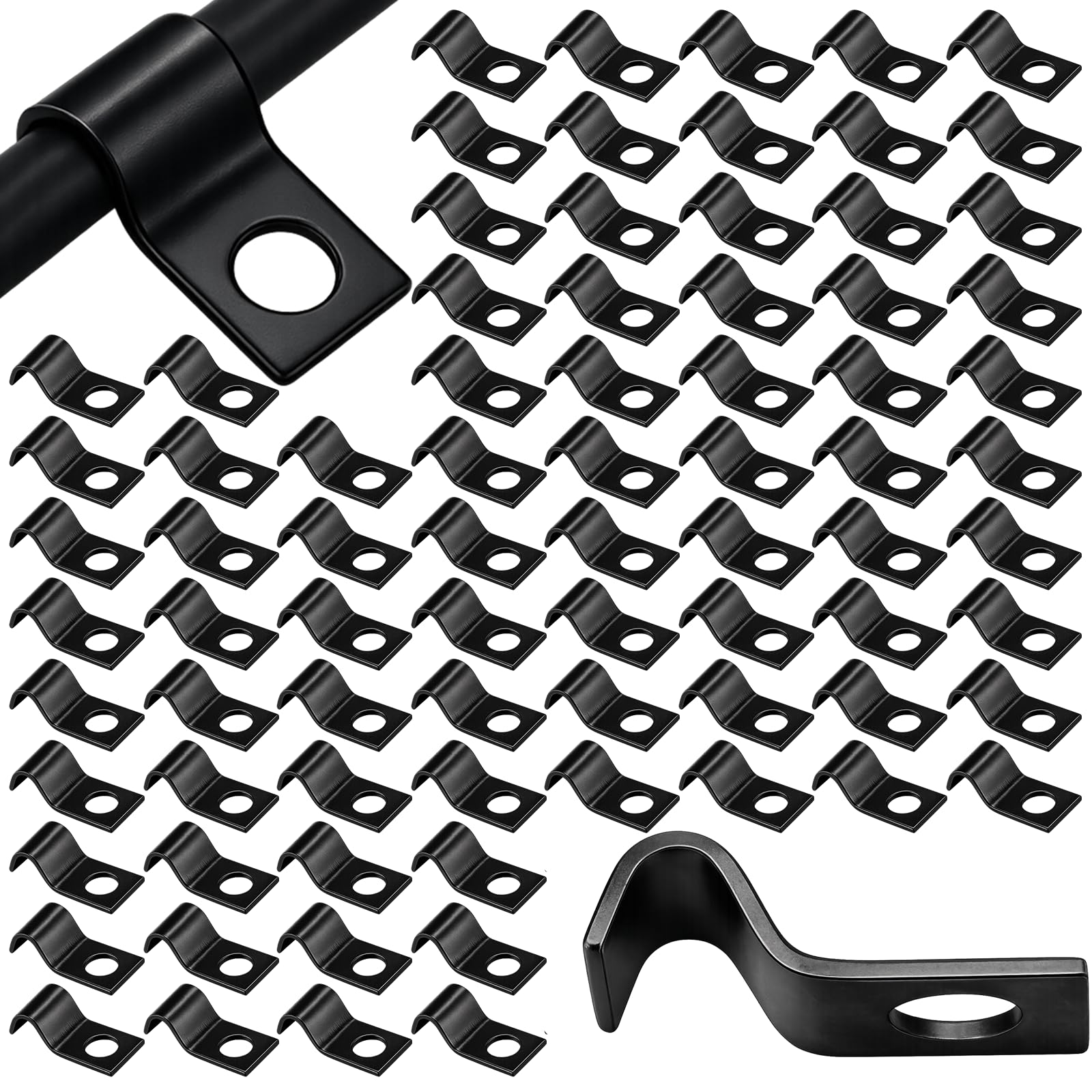 Yaocom 100 Pcs Cable Wire Screw Clips 1/4 Inch, Zinc Plated Steel Clamp Outdoor Cord Clips for Wall Mounting Wire Management(Bla