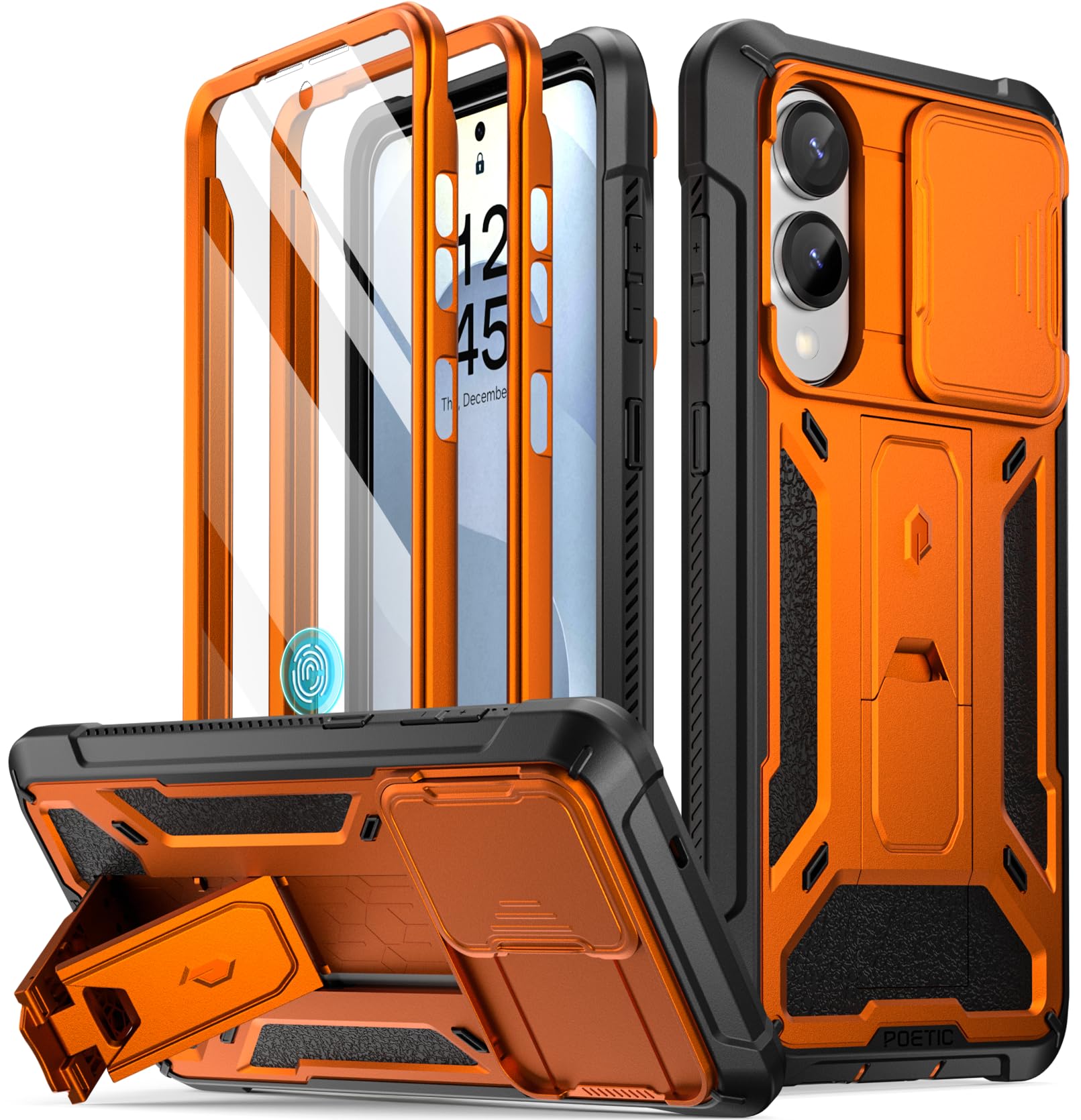 Poetic Spartan Case for Galaxy S25 Edge 6.7, [Slide Camera Cover] [Screen Protector Works with Fingerprint ID] Military Grade Ru