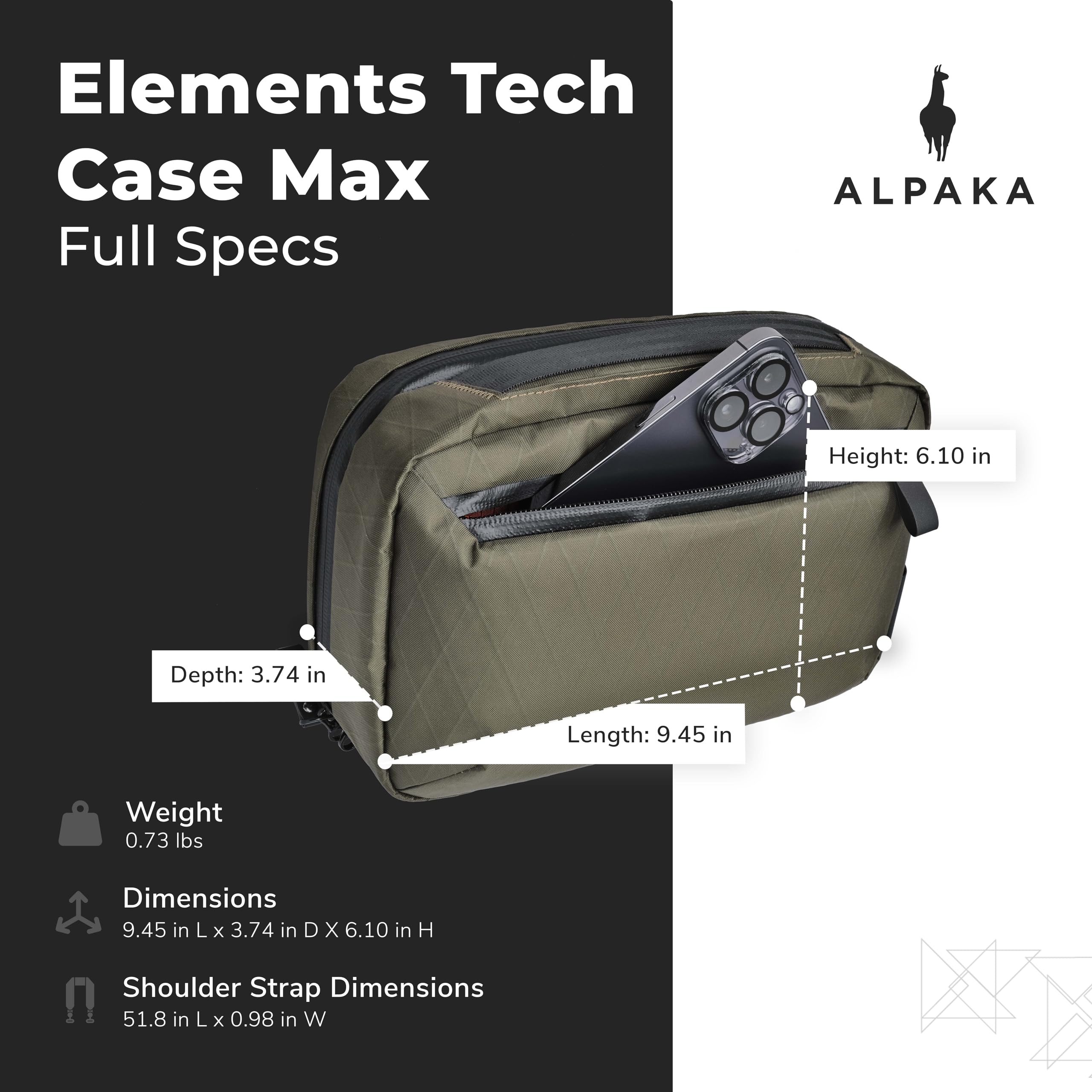 Alpaka Elements Tech Case Max   Keeps You Clutter Free   Transforms Into Sling Bag   Strap Included   Fits Ipad Mini 6 And Folda