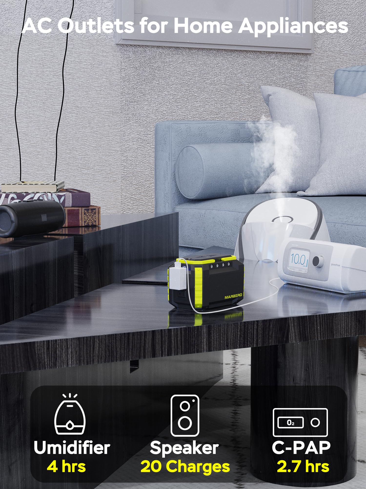 Marbero Portable Power Station 150Wh Camping Solar Generator Laptop Charger Power Bank With Ac Outlet 110V 150W Peak With 4*Usb,