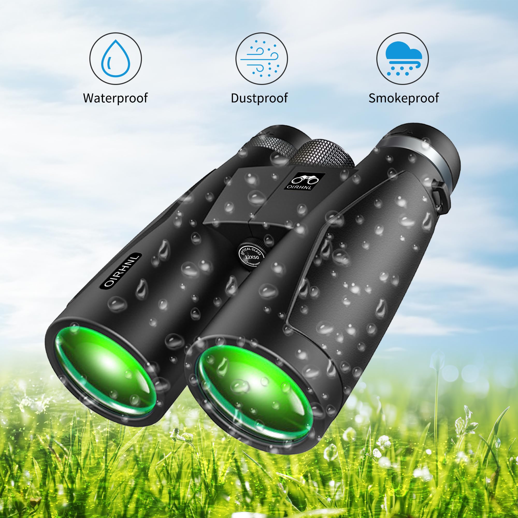 Oirhnl 12X50 Hd Binoculars For Adults High Powered,Large View Lightweight Waterproof Binoculars With Clear Low Light Vision For