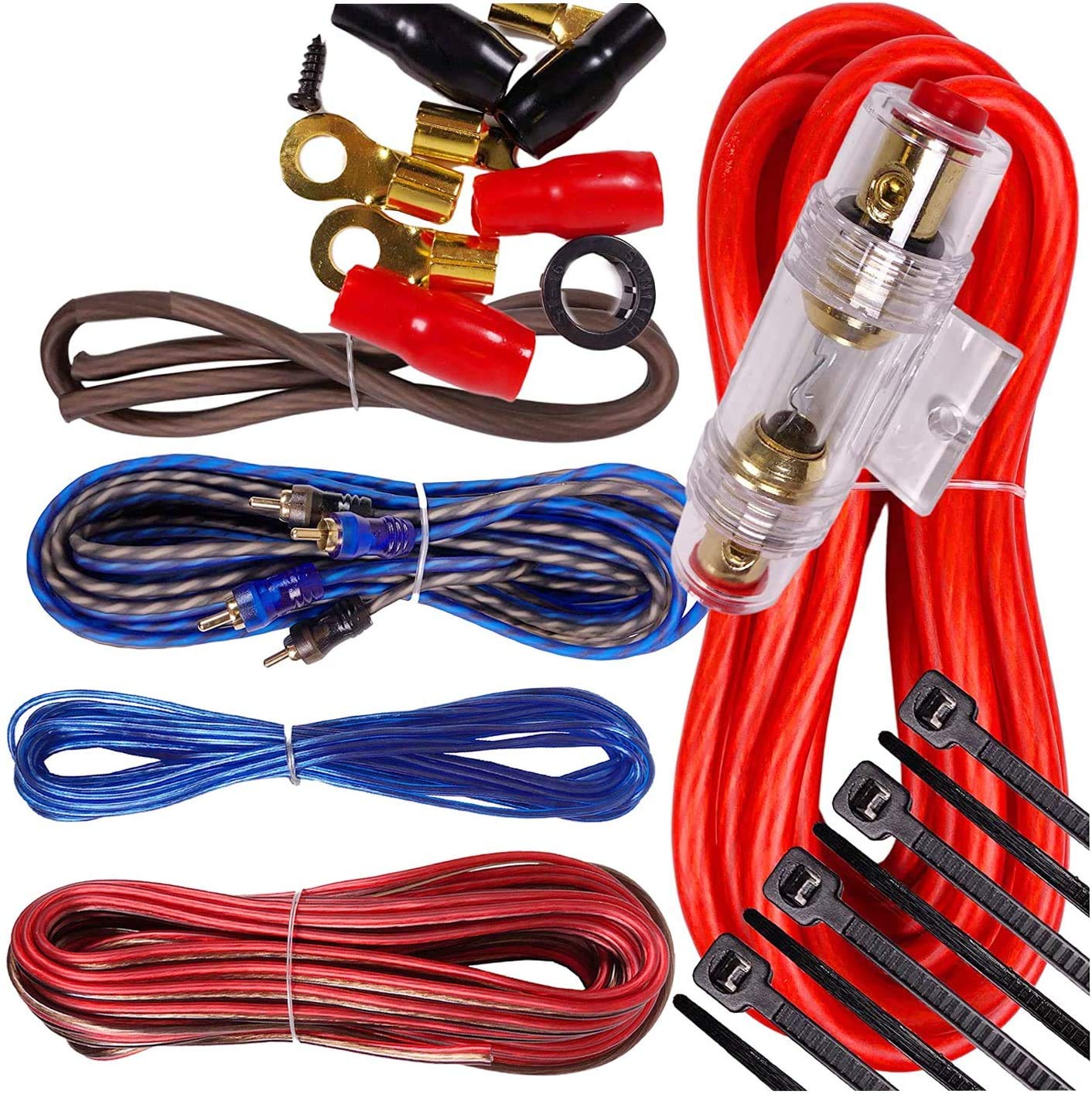 Complete 1000W Gravity 8 Gauge Amplifier Installation Wiring Kit Amp Pk1 8 Ga Red   For Installer And Diy Hobbyist   Perfect For Car/Truck/Motorcycle/Rv/Atv