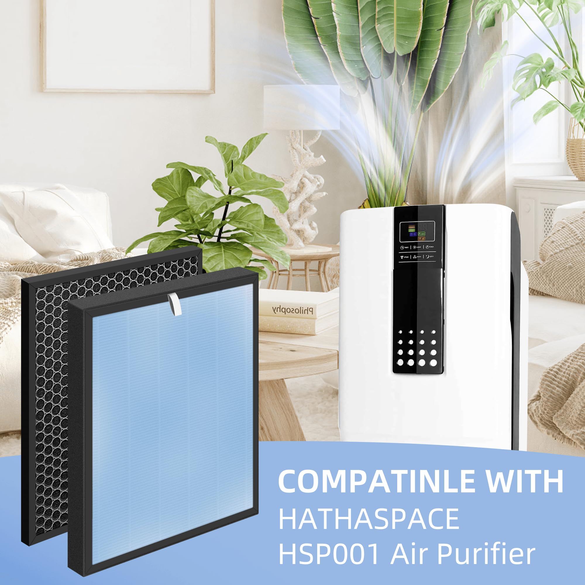 Hsp001 H13 Filter Replacements Compatible With Hathaspace Air Purifier Filters Hsp001,4 In 2 True Hepa Filter With Activated Car