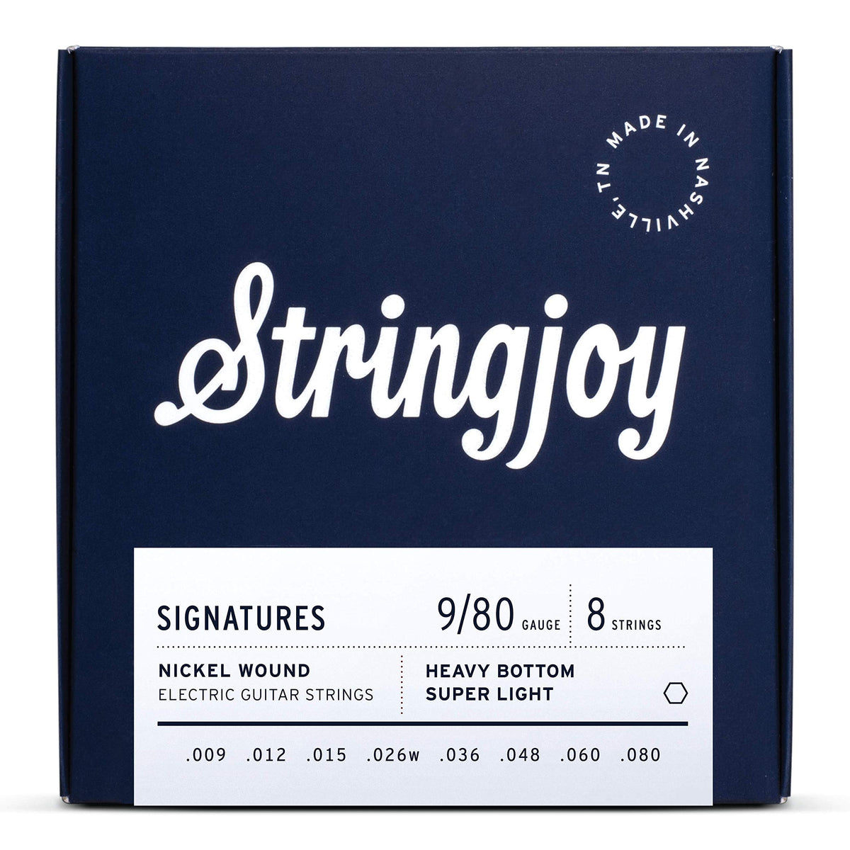 Stringjoy Hvy98 8 String Signatures Nickel Electric Guitar Strings, (Heavy Bottom Super Light Gauge, 9-80)