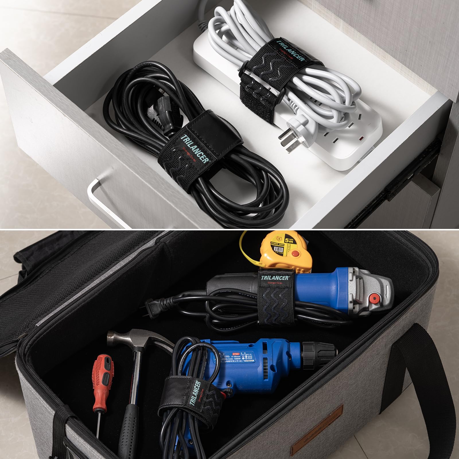 Trilancer Elastic Cinch Straps With Anti Slip Strips, 14 ''X 2'' (6 Pack) Multipurpose Hook And Loop Bundling Straps For Hose, C