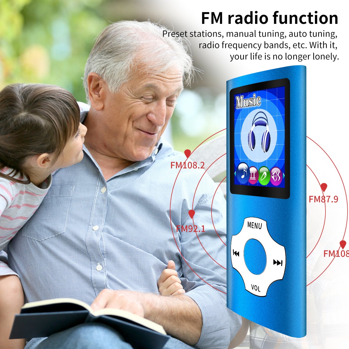 Wowsys Mp3/Mp4 Portable Player,1.8 Inch Lcd Screen And Card Slot,Max Support 64Gb Tf Card,Darkblue